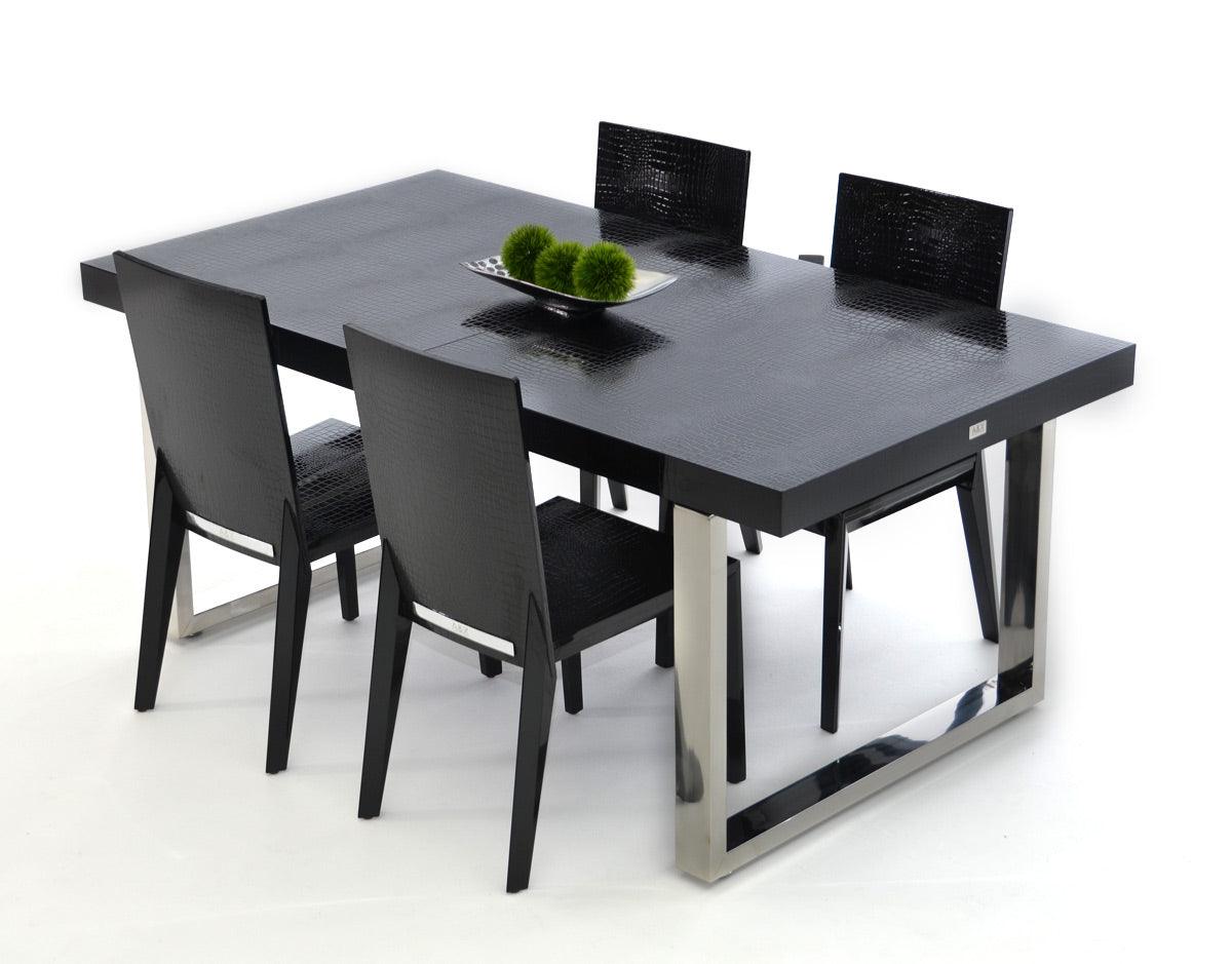 Skyline Modern Crocodile Lacquer Extendable Dining Table