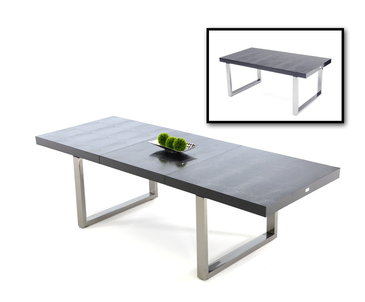 Skyline Modern Crocodile Lacquer Extendable Dining Table