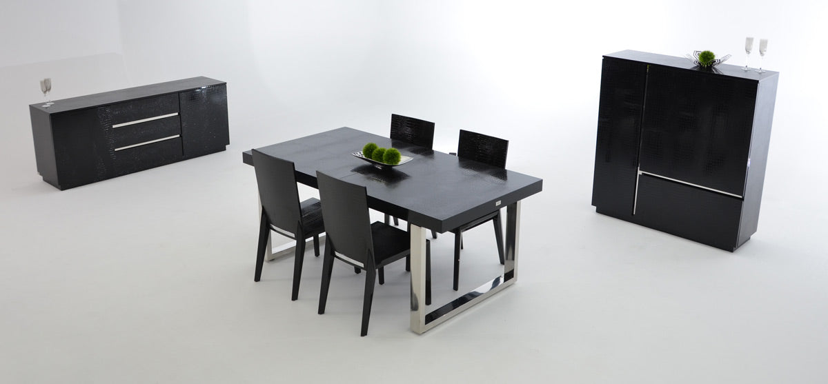 Skyline Modern Crocodile Lacquer Extendable Dining Table