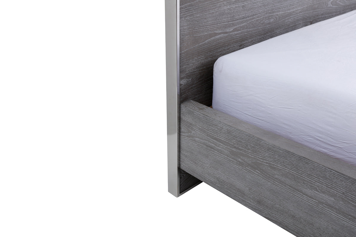 Charlene Modern Elm and Stainless Steel Bedroom Set