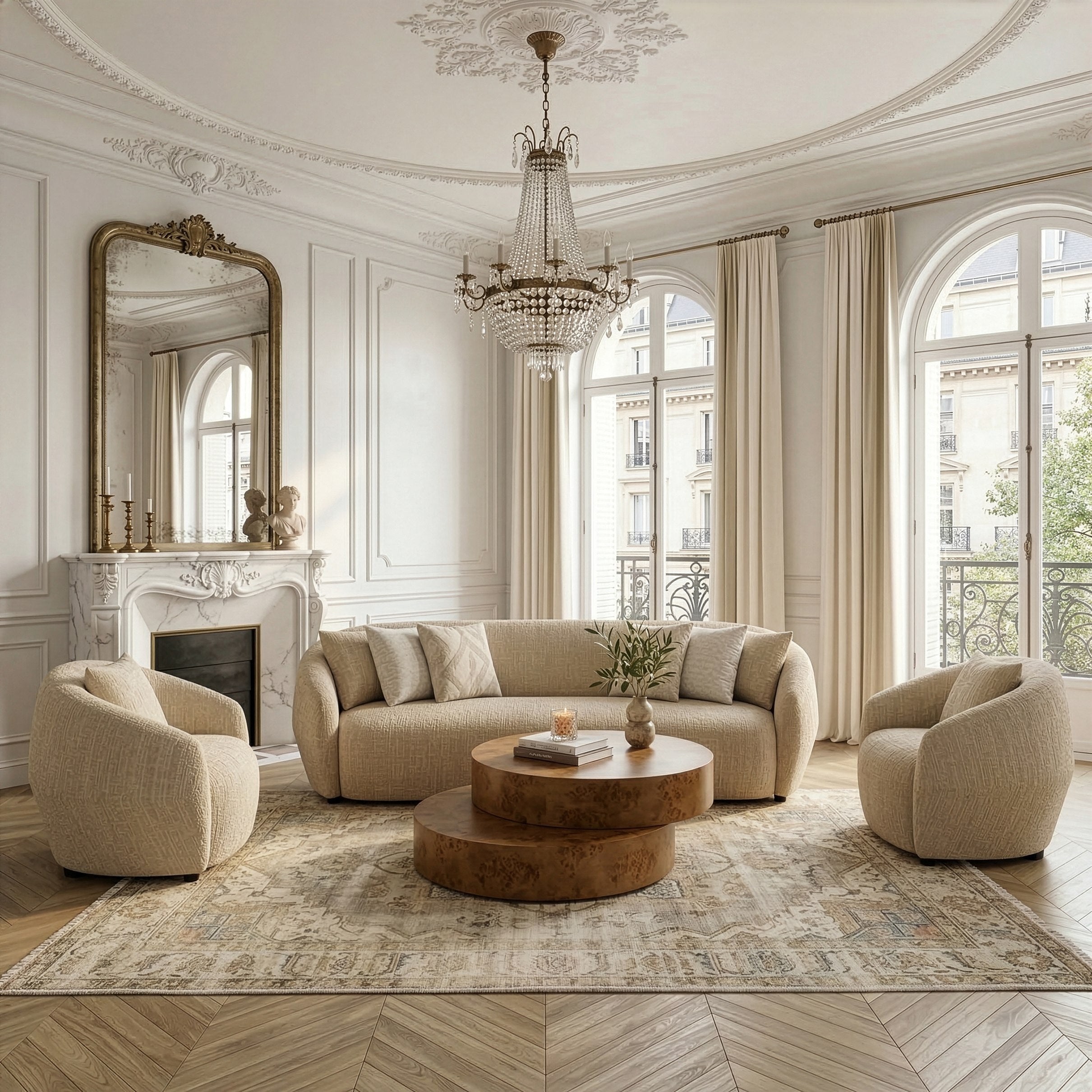Belinda Modern Fabric 4-Seat Sofa