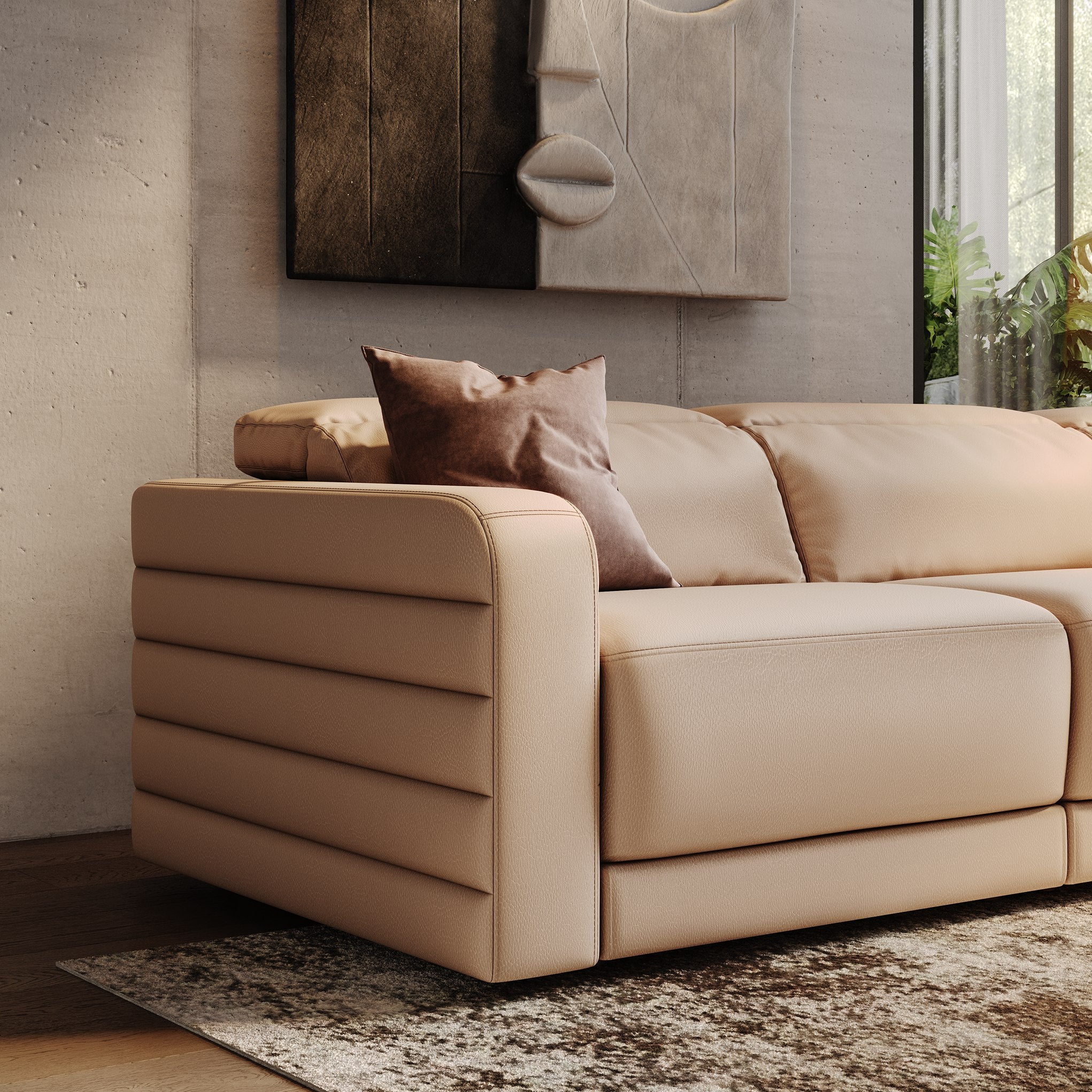 Bianca Modern Leather Sectional Sofa w/ 3 Recliners