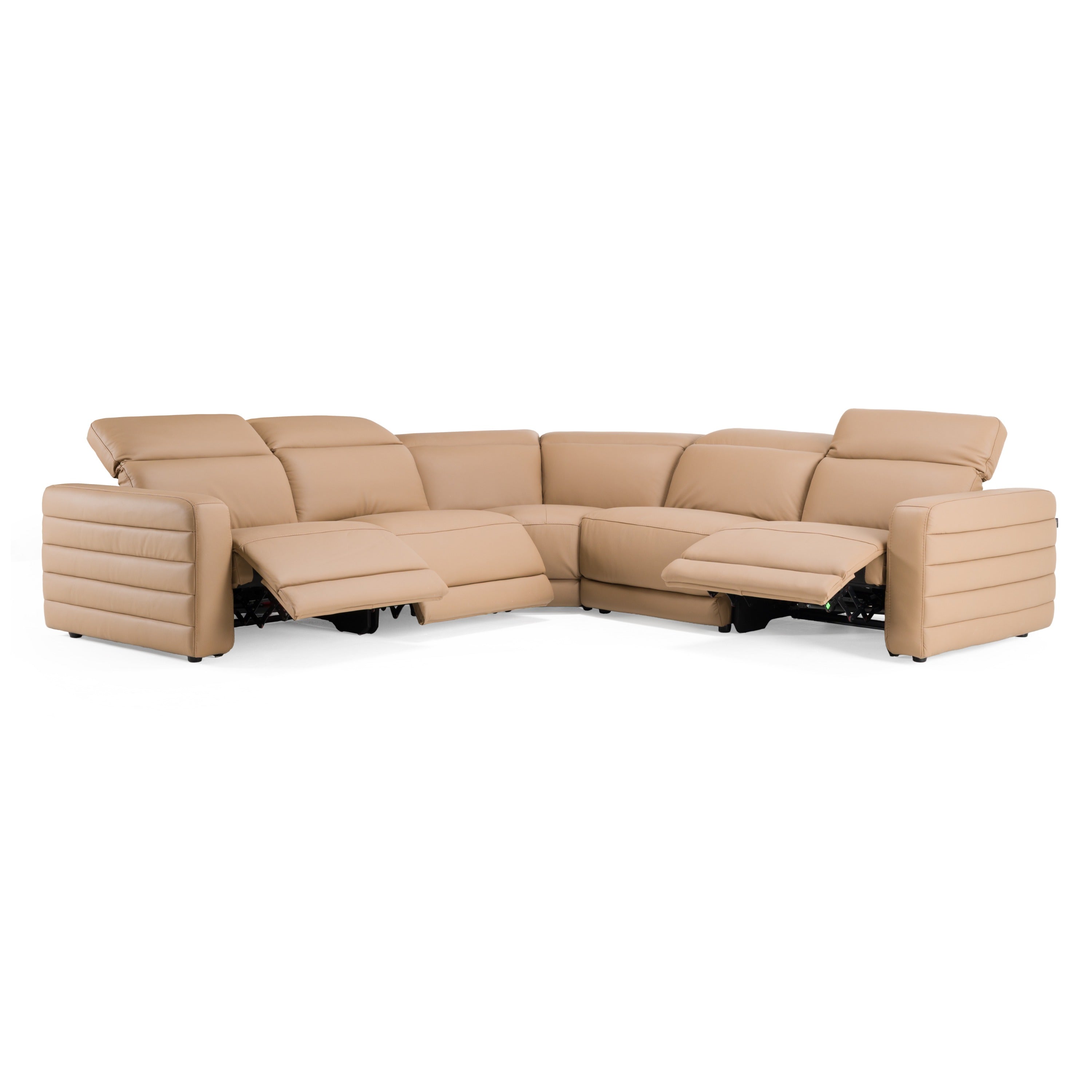 Bianca Modern Leather Sectional Sofa w/ 3 Recliners