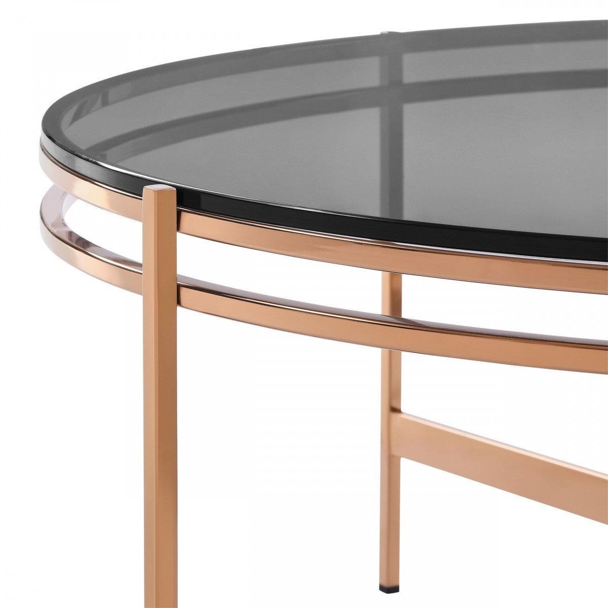 Bradford Modern Glass & Rosegold Coffee Table