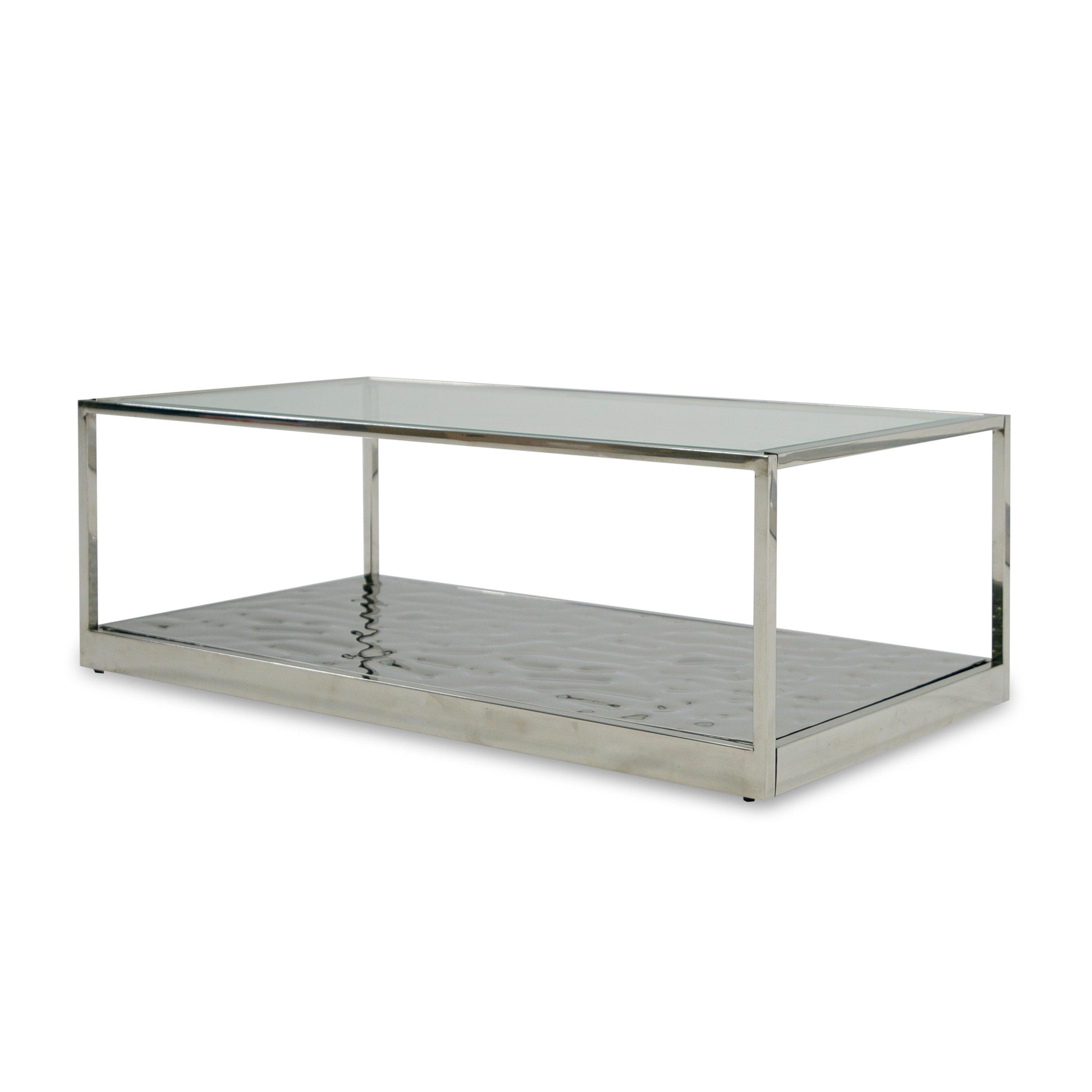 Modrest Braxton Contemporary Clear Wave Glass Coffee Table