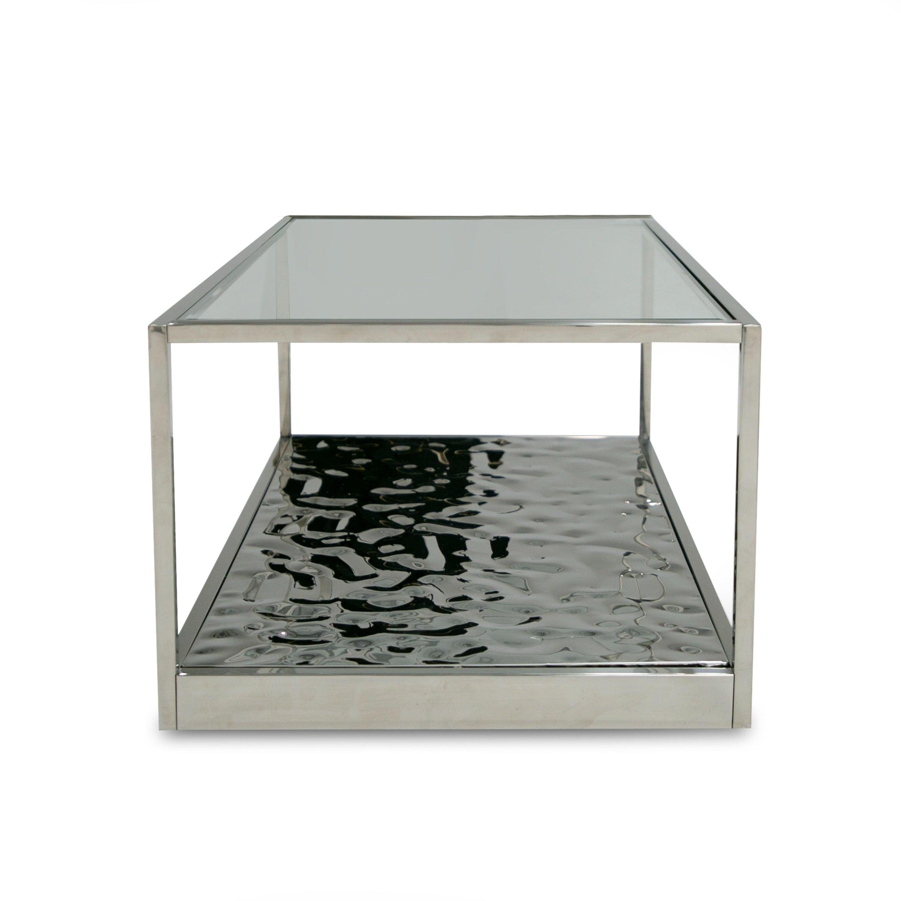 Braxton Contemporary Wave Glass Coffee Table