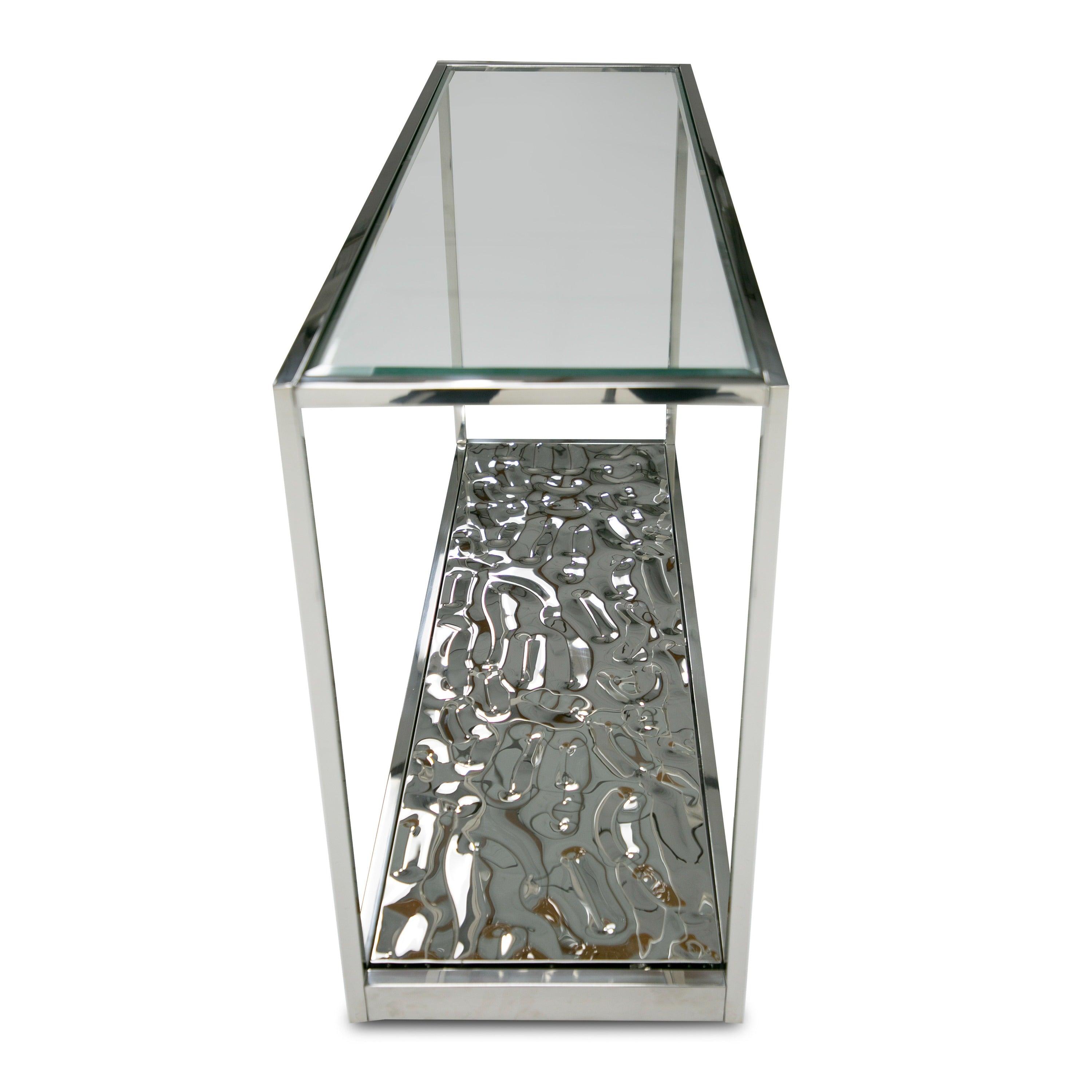 Braxton Contemporary Wave Glass Console Table