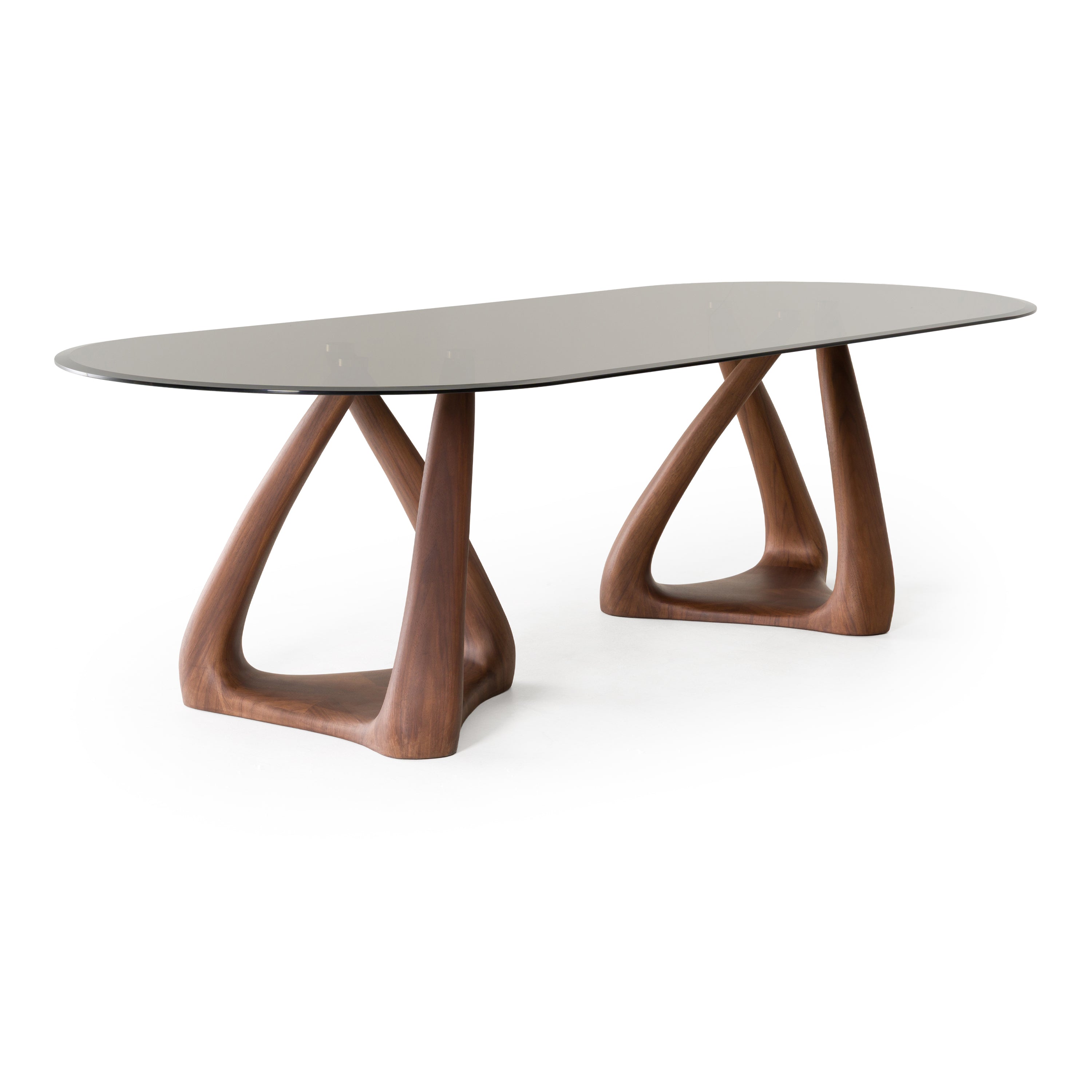 Christy Mid-Century Modern Glass and Oval Dining Table