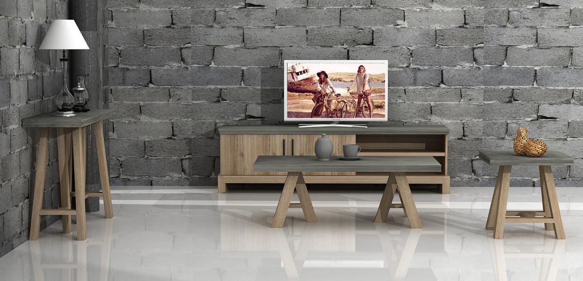 Civic Modern Concrete & Acacia End Table