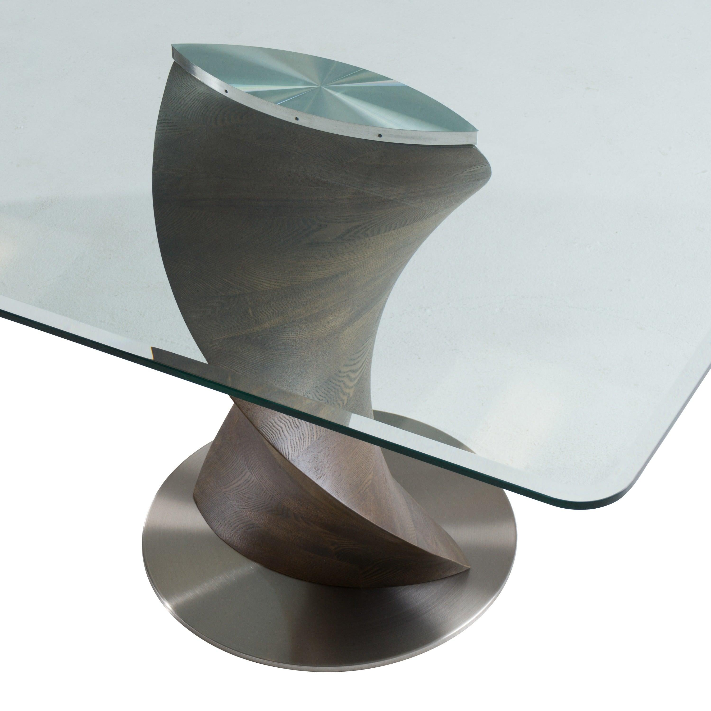 Cleveland Contemporary Glass and Ash Dining Table