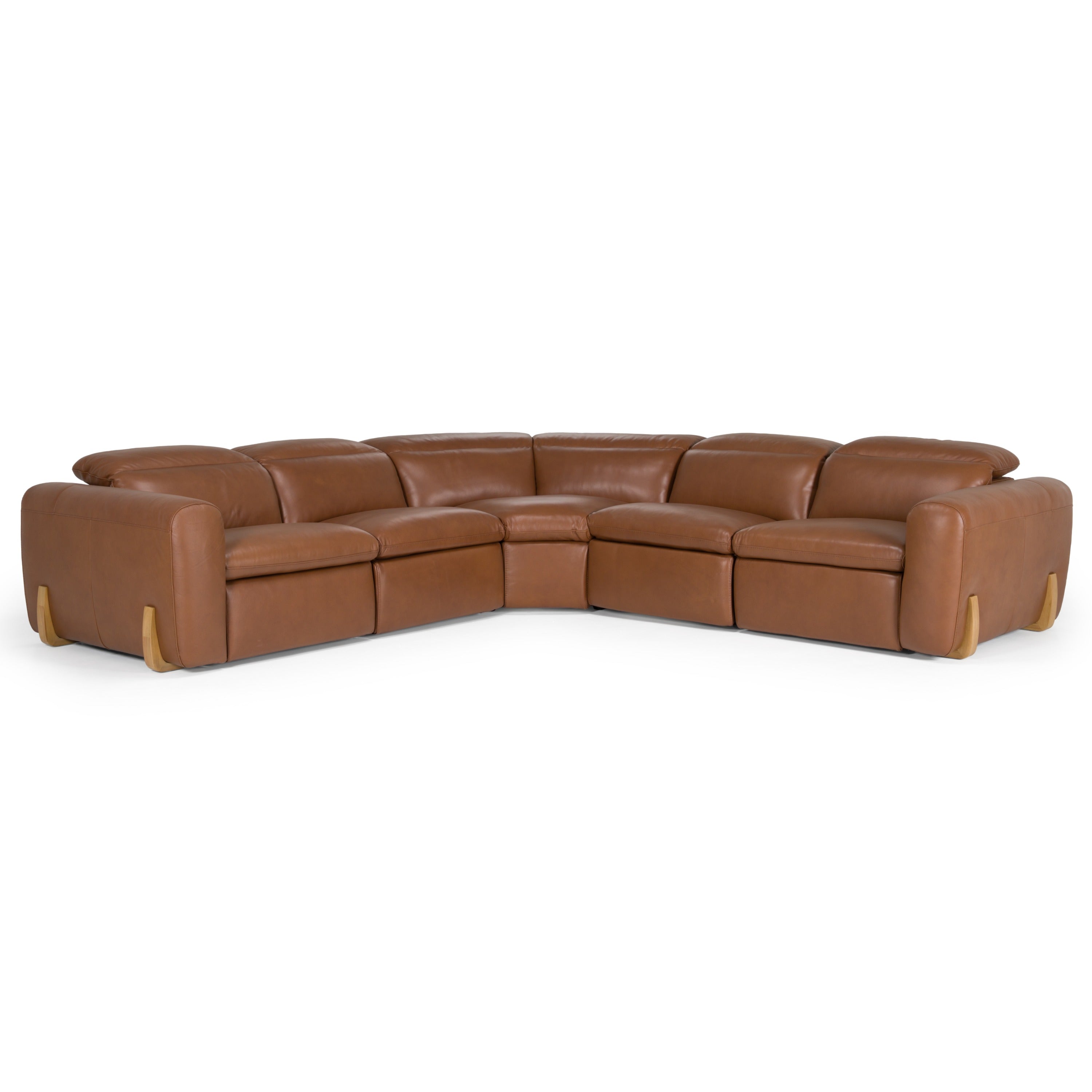 Conrad Modern Leather Sectional Sofa with 3 Recliners