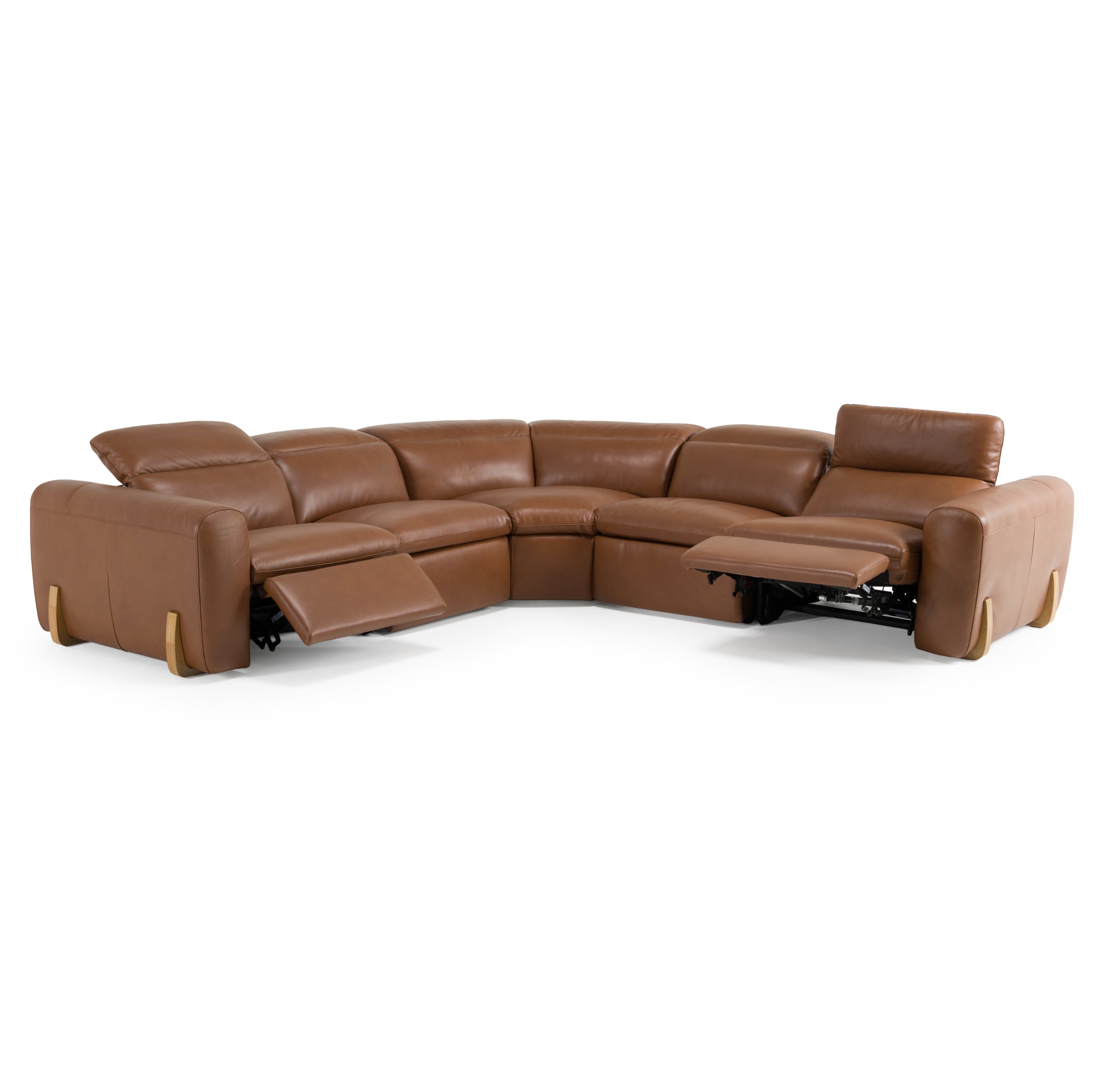 Conrad Modern Leather Sectional Sofa with 3 Recliners