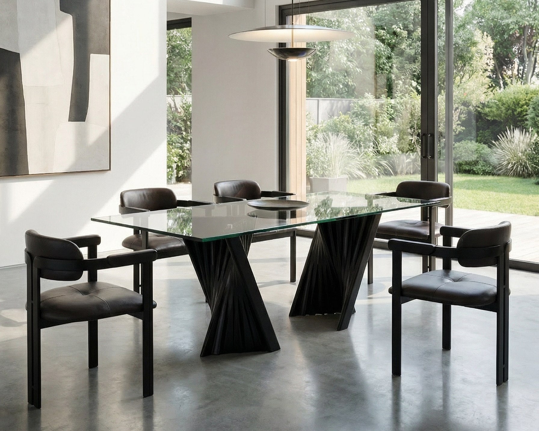 Corbin Mid-Century Ash and Glass Dining Table