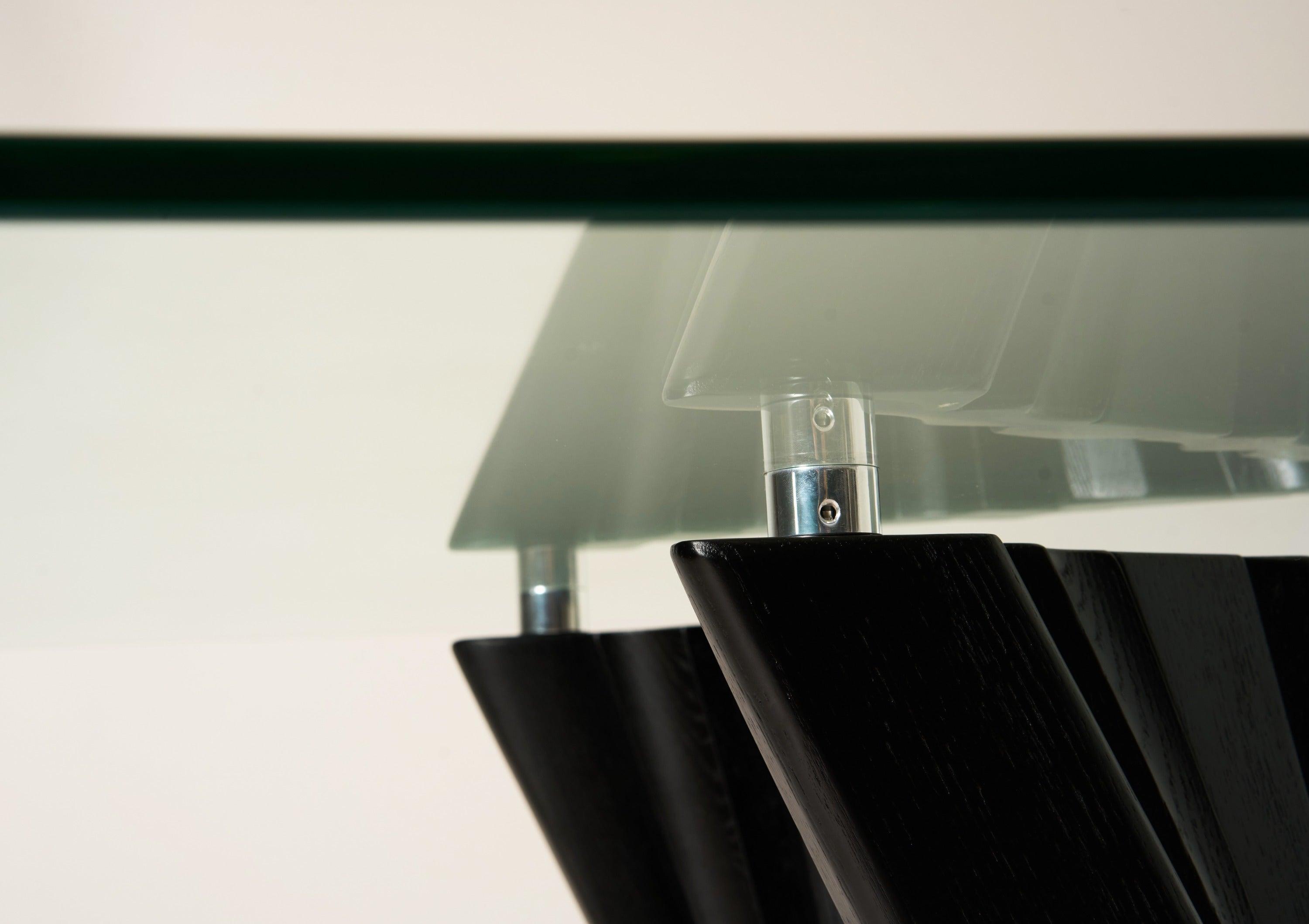 Corbin Mid-Century Ash and Glass Dining Table