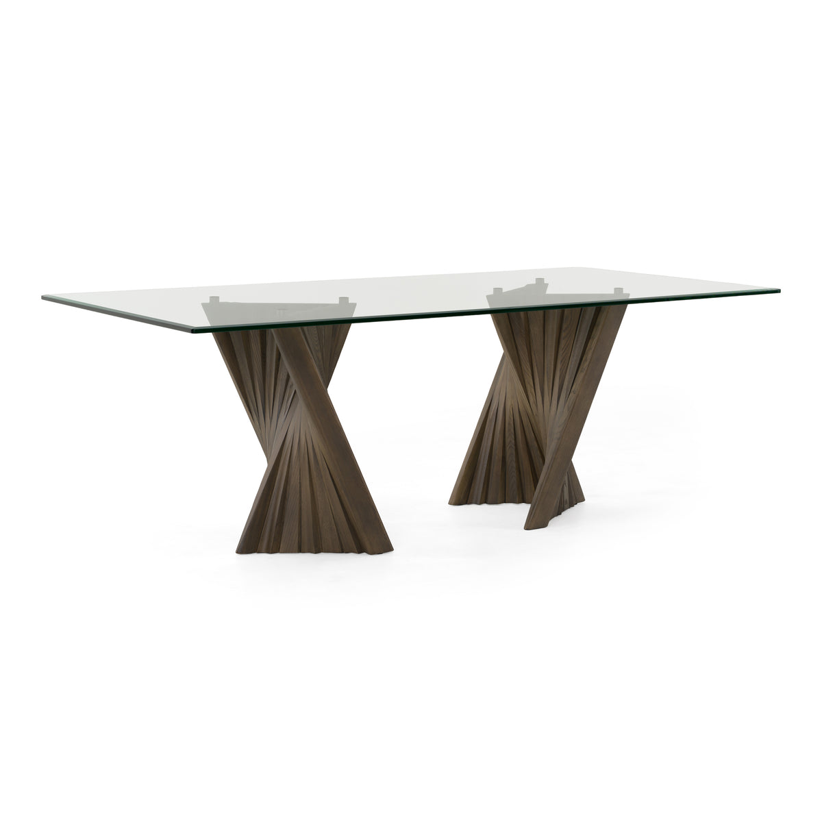Corbin Mid-Century Ash and Glass Dining Table
