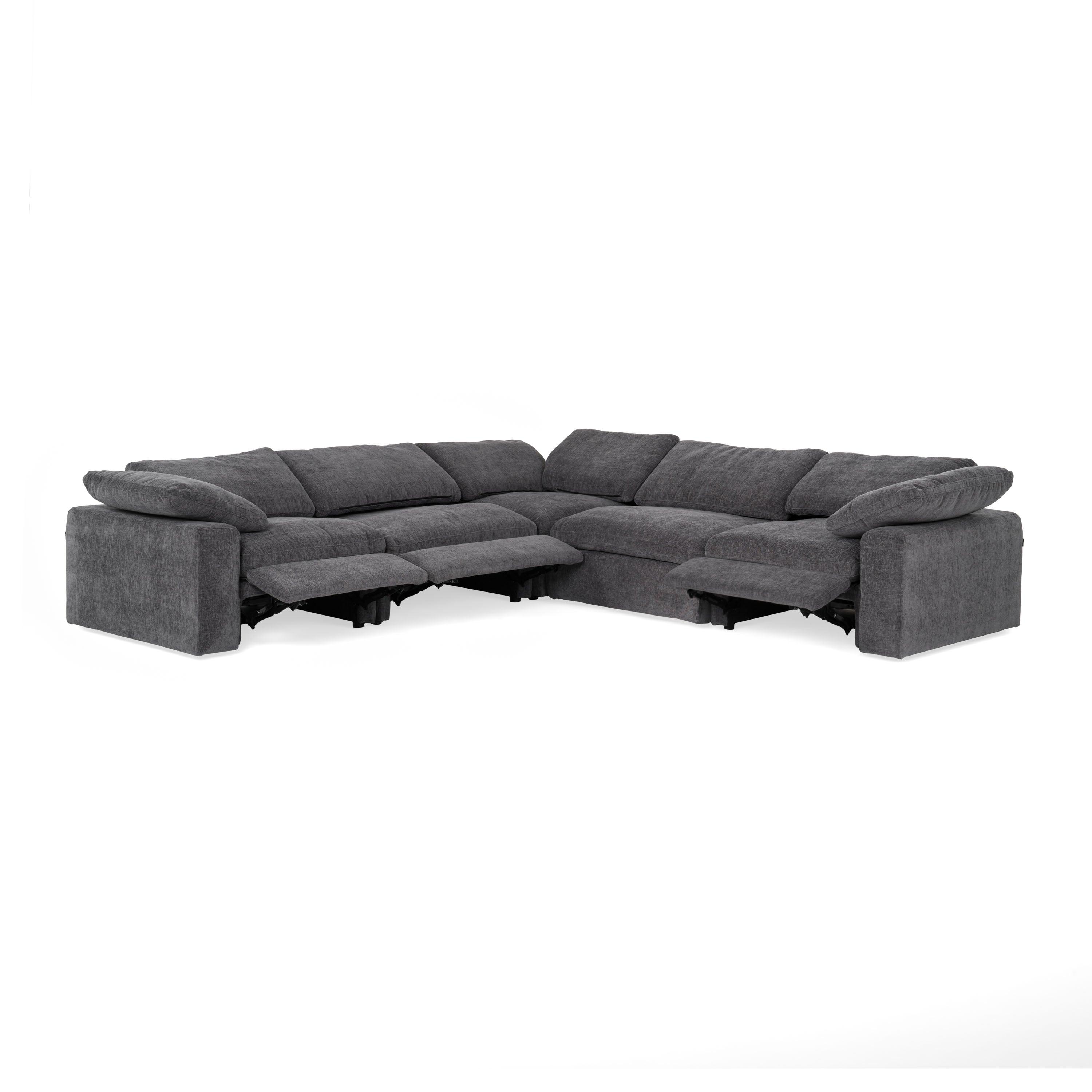 Corinth Modern Fabric Sectional Sofa with 3 Power Recliners