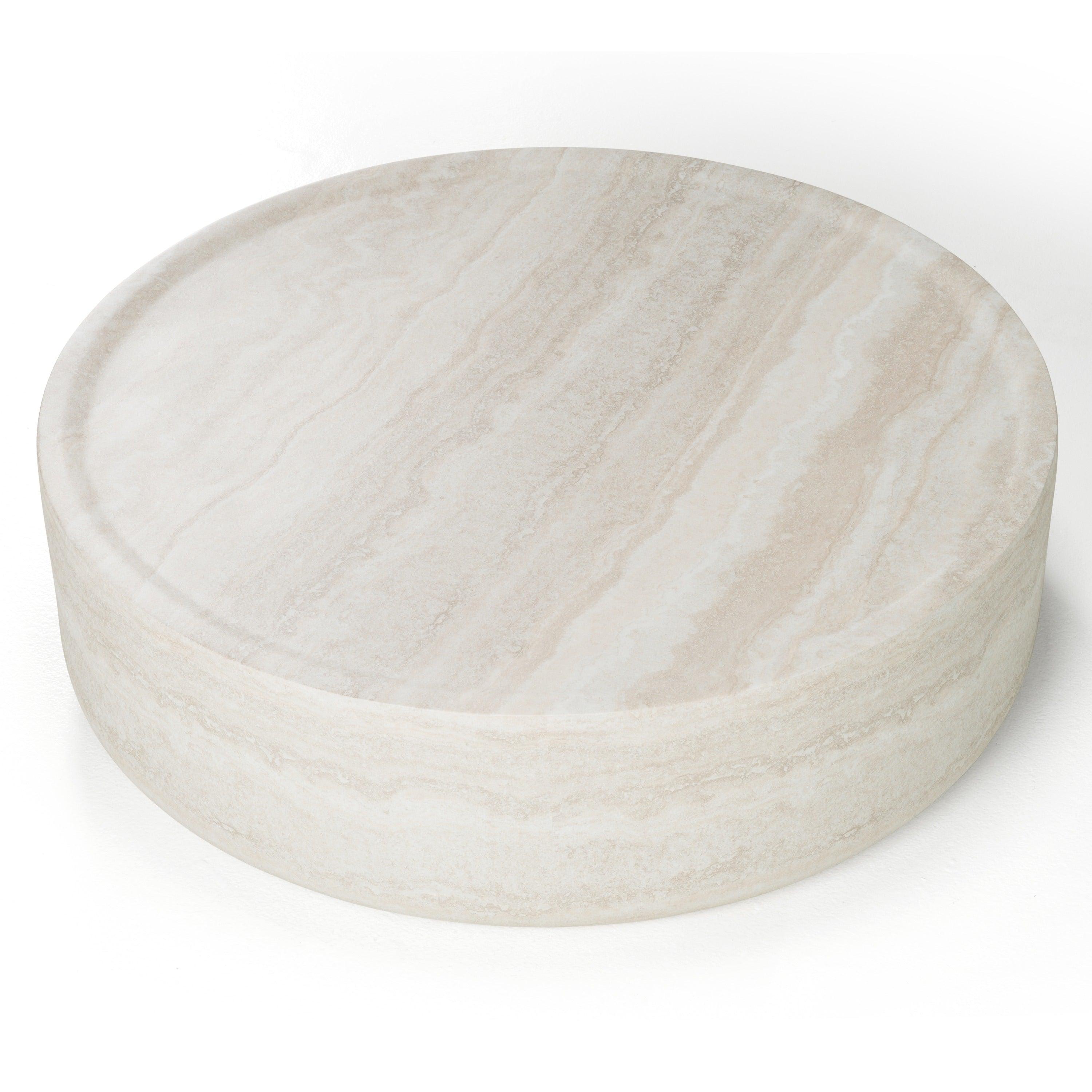 Cozad Modern Faux Travertine Round Coffee Table