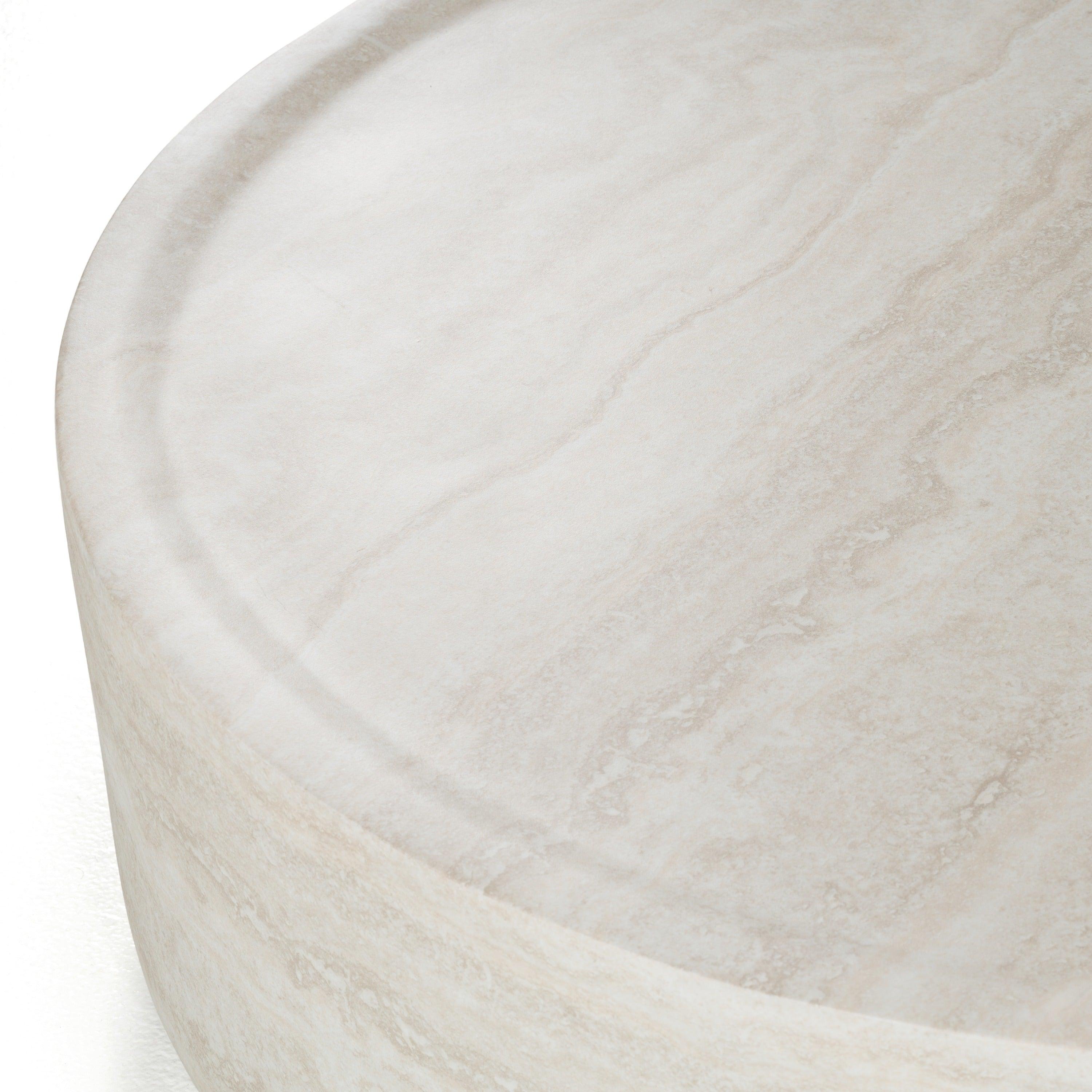 Cozad Modern Faux Travertine Round Coffee Table