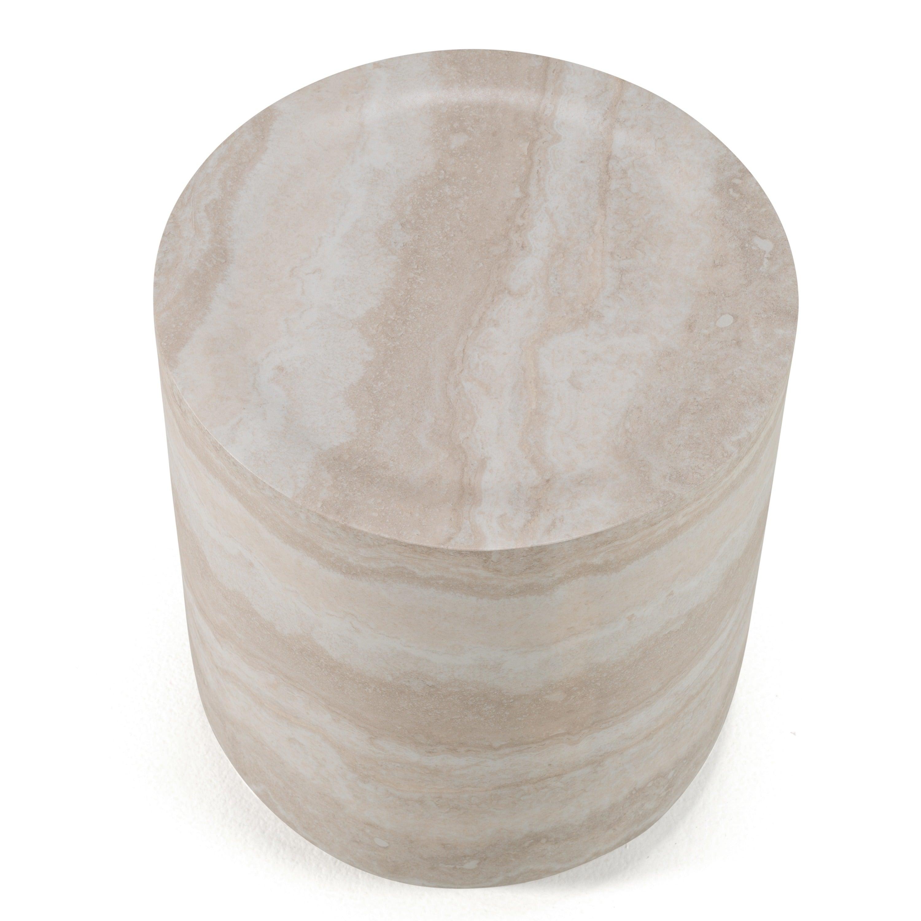 Cozad Modern Faux Travertine Round End Table