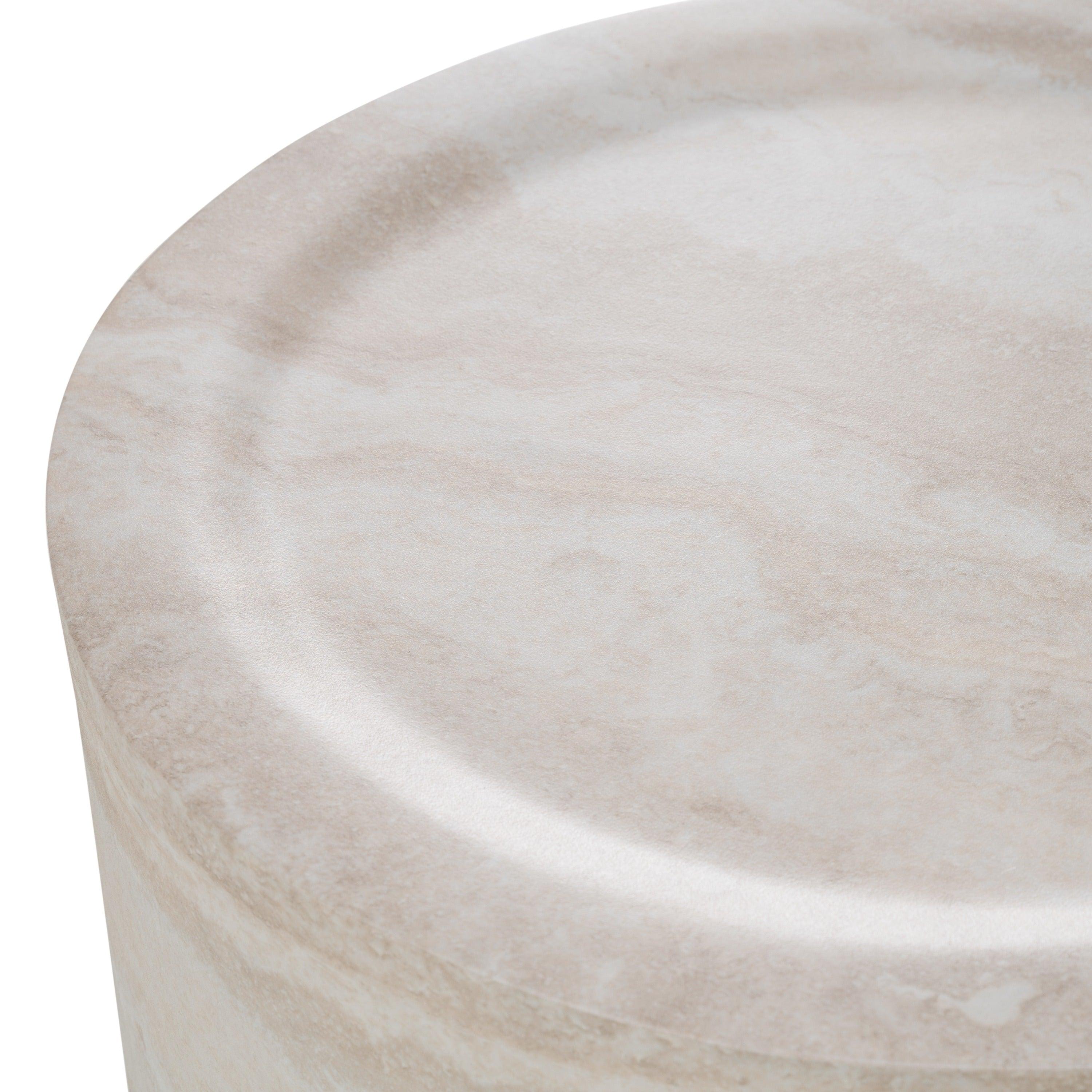 Cozad Modern Faux Travertine Round End Table