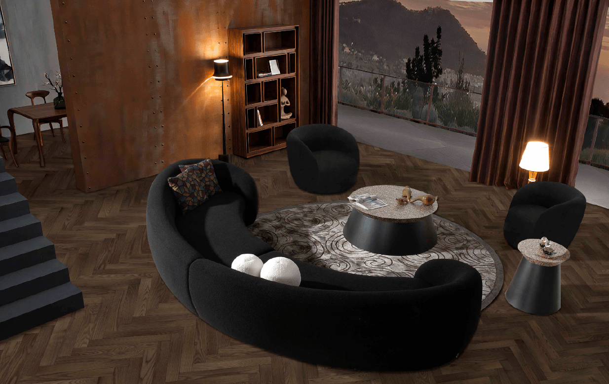 Kilmer Modern Curved Fabric Sectional Sofa