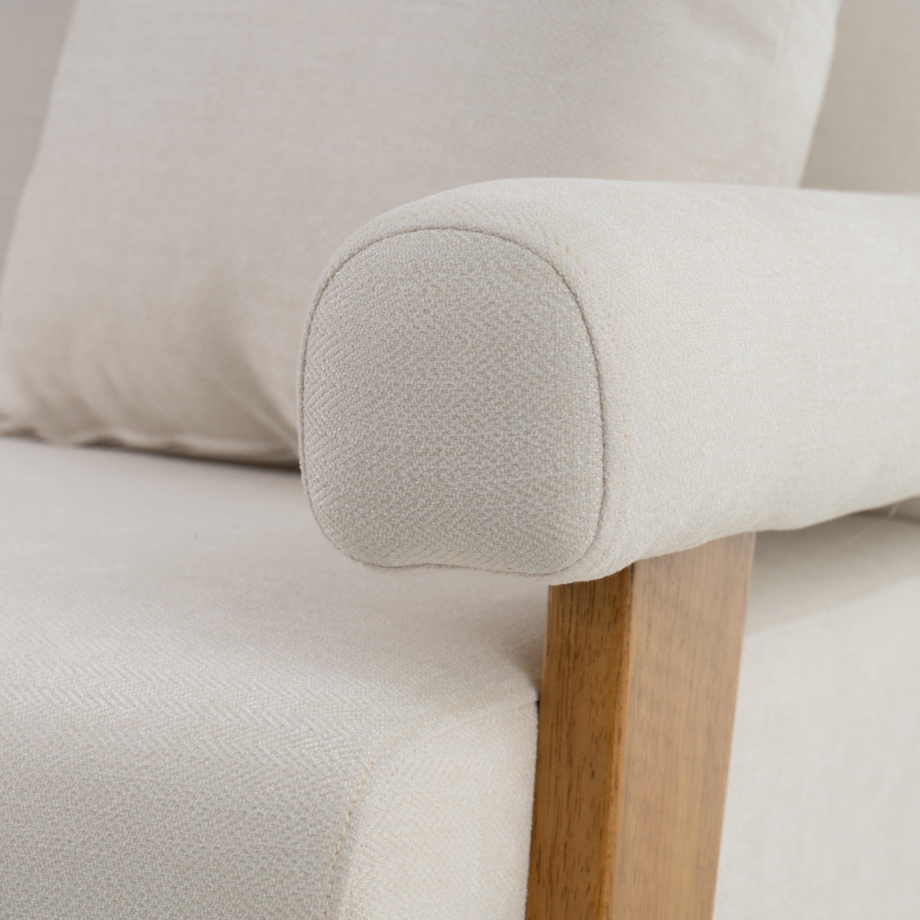 Cynthia Modern Fabric and Wood Loveseat