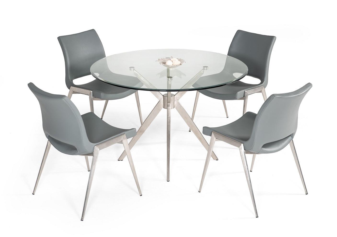 Dallas Modern Brushed Stainless Steel Dining Table