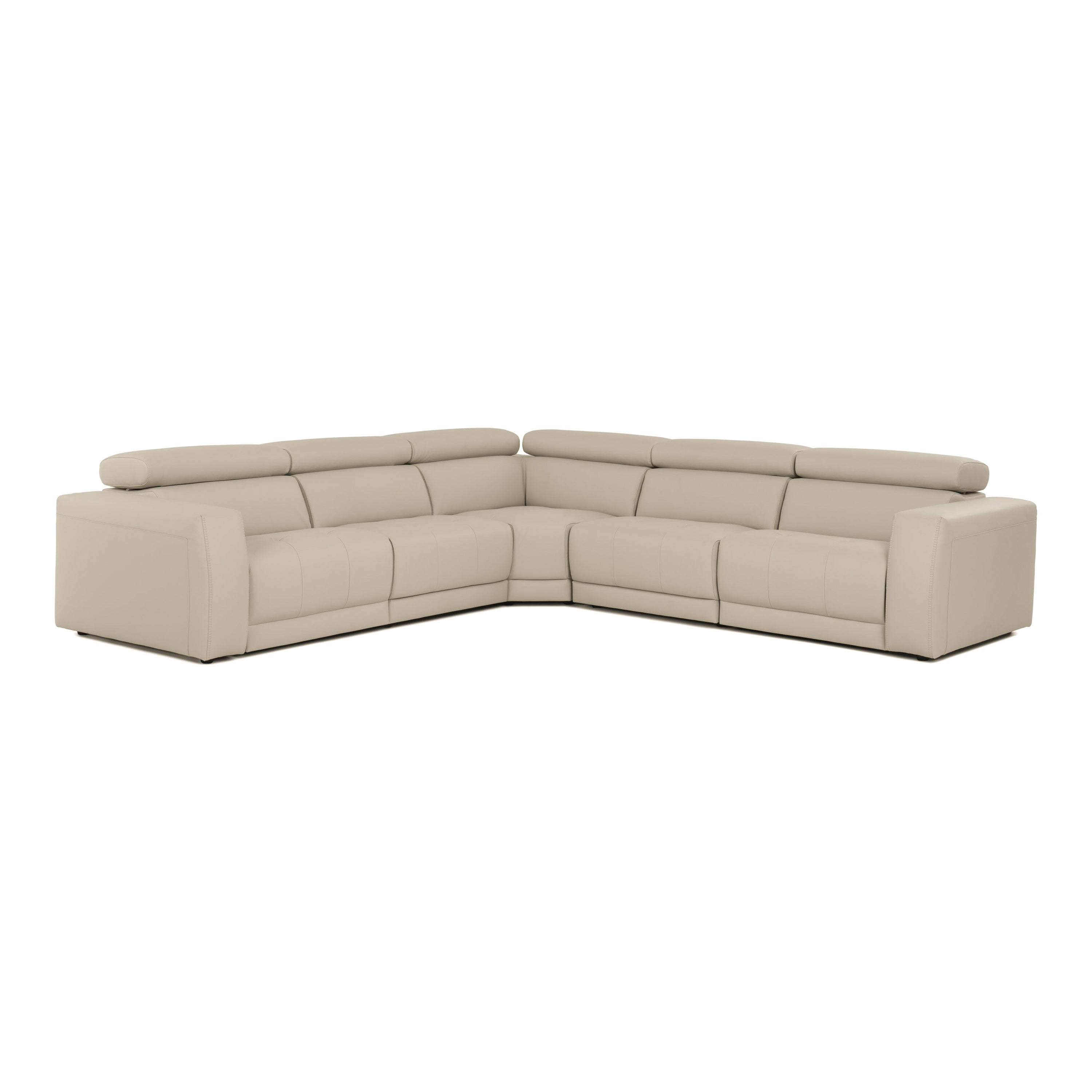 Dalton - Modern Italian Oyster Leather Sectional and 2 Recliners