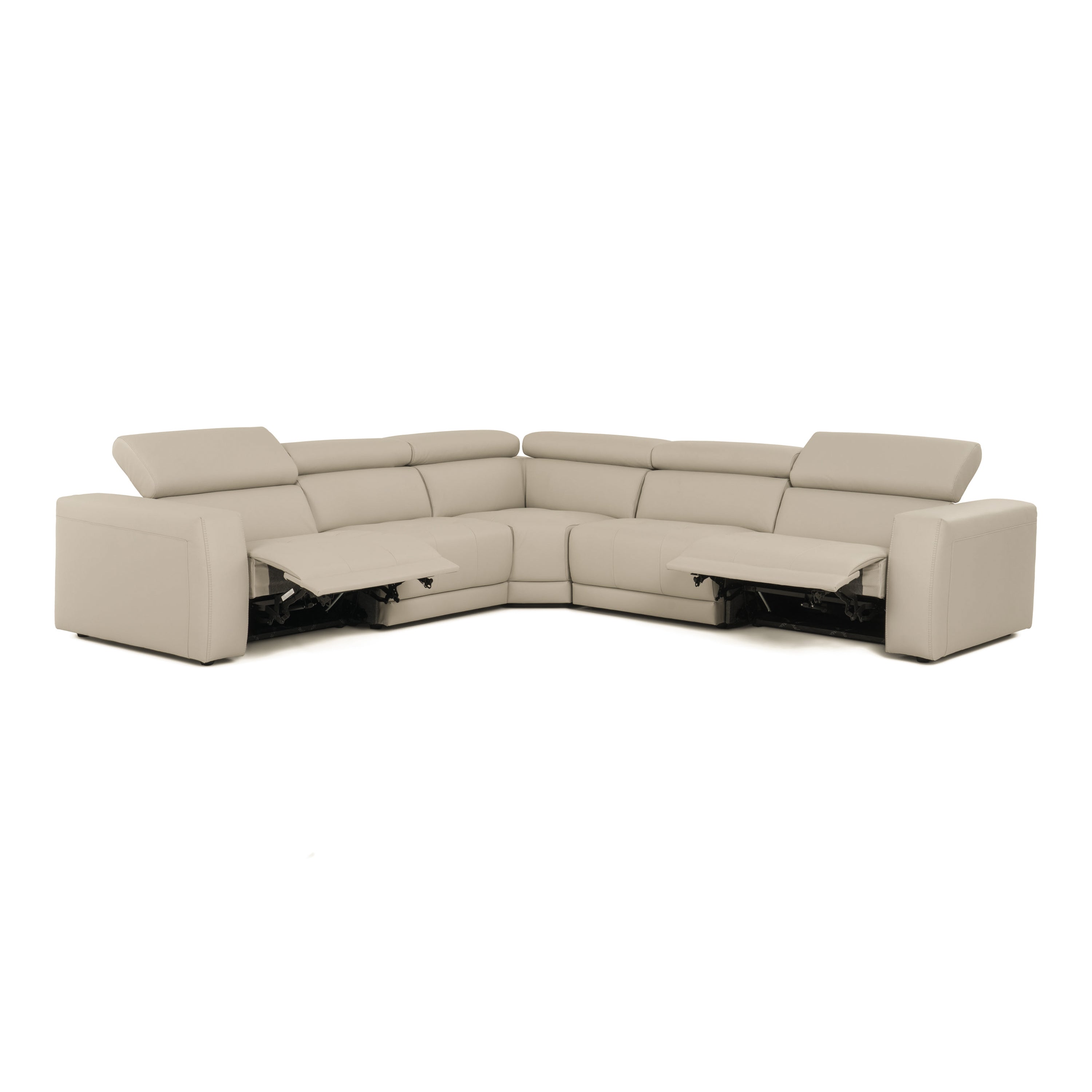 Dalton - Modern Italian Oyster Leather Sectional and 2 Recliners