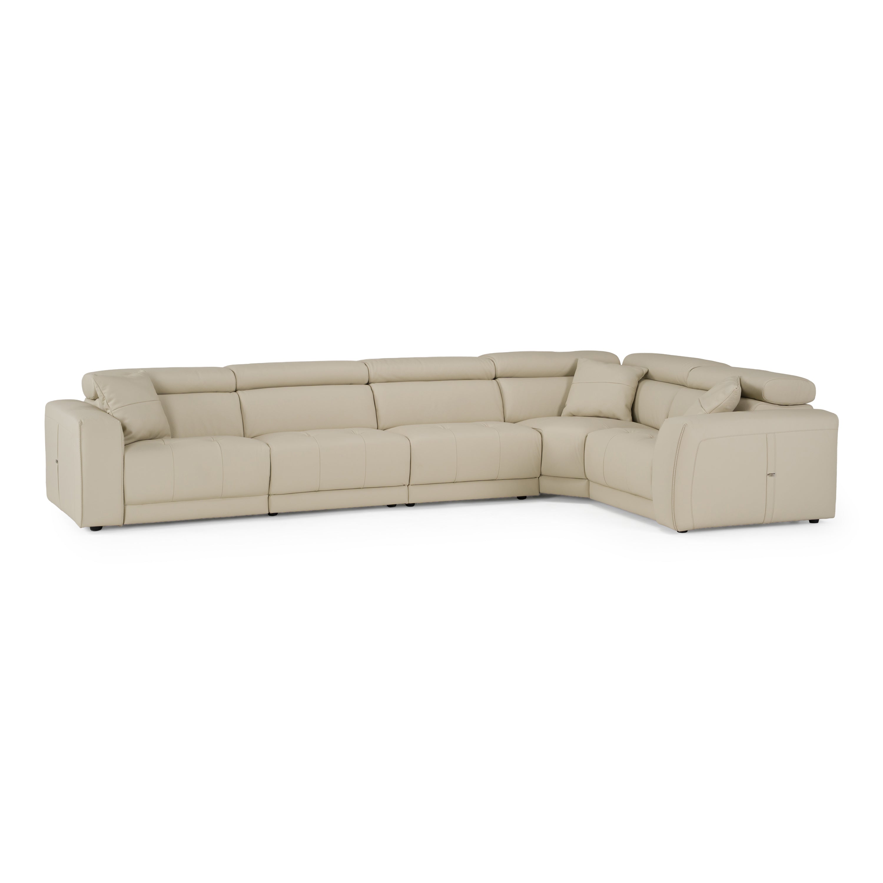 Dalton - Modern Italian Oyster Leather Sectional and 2 Recliners