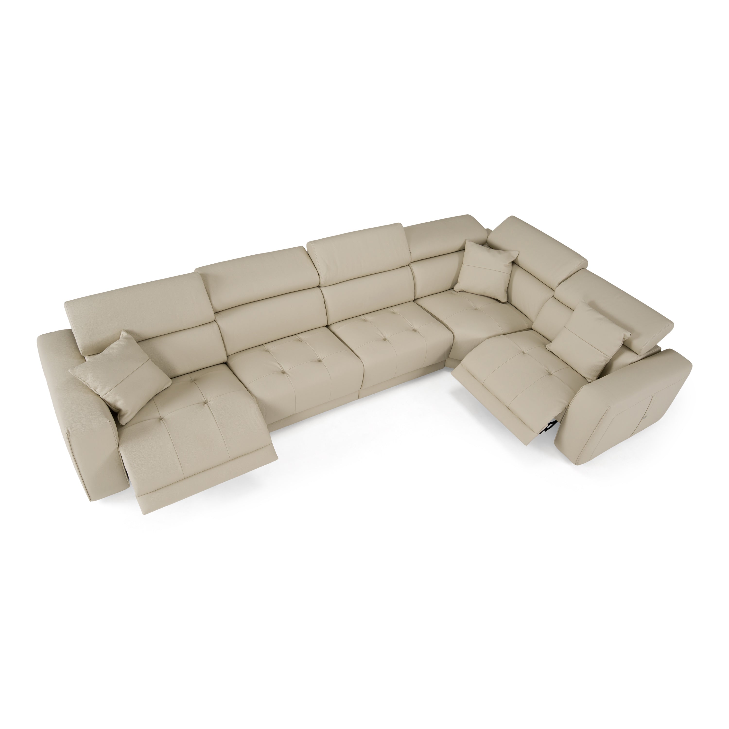 Dalton - Modern Italian Oyster Leather Sectional and 2 Recliners