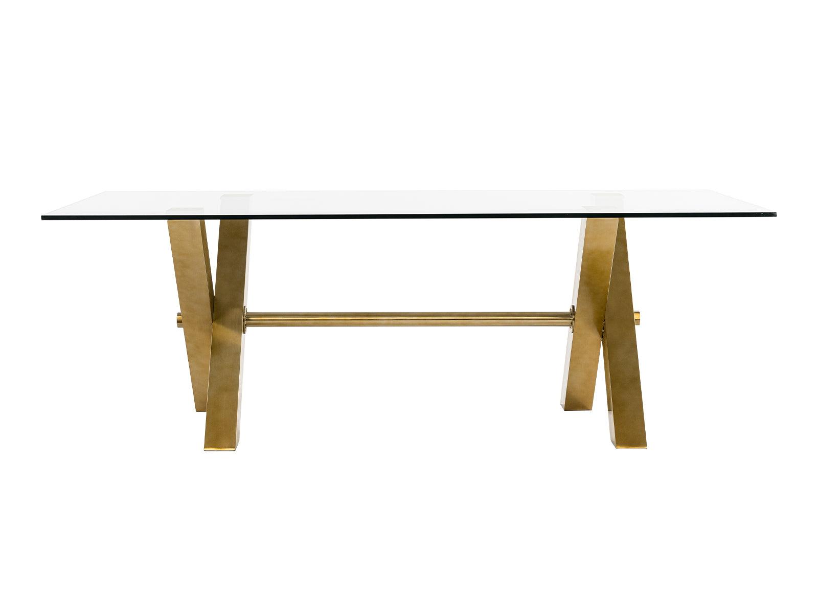 Dandy Modern Golden & 15mm Glass Dining Table