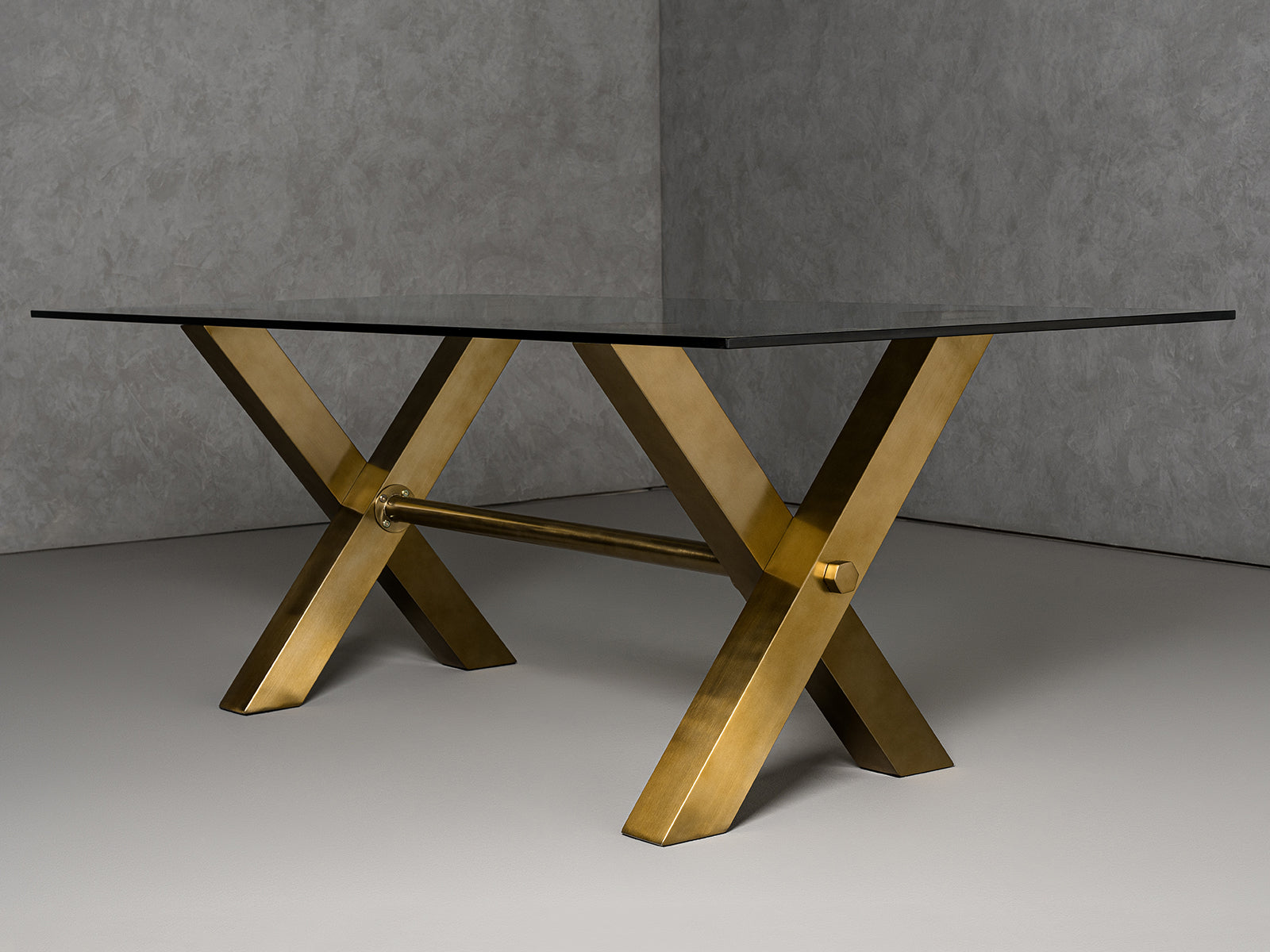 Dandy Modern Golden & 15mm Glass Dining Table