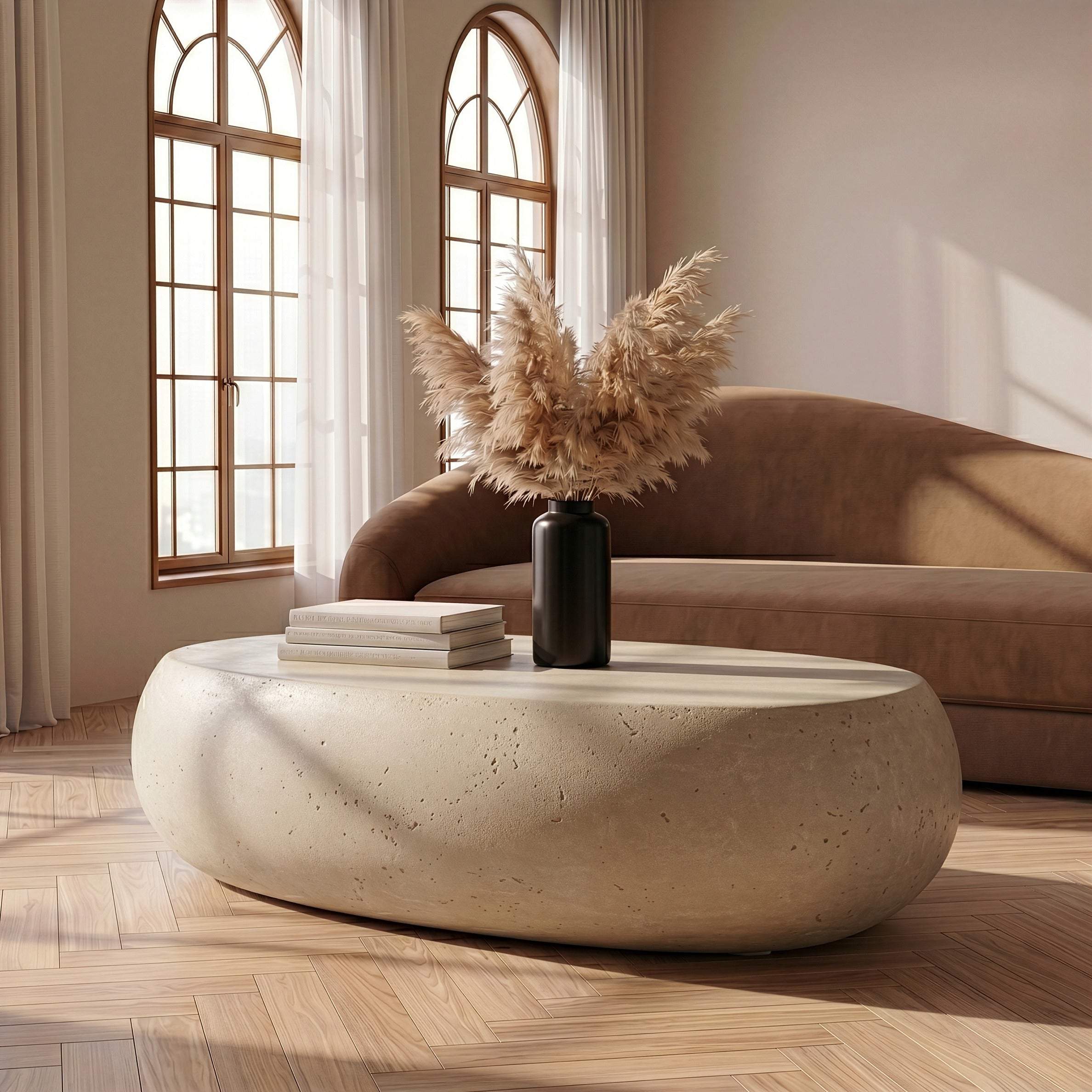 Denny Modern Fiberform Large Oval Coffee Table