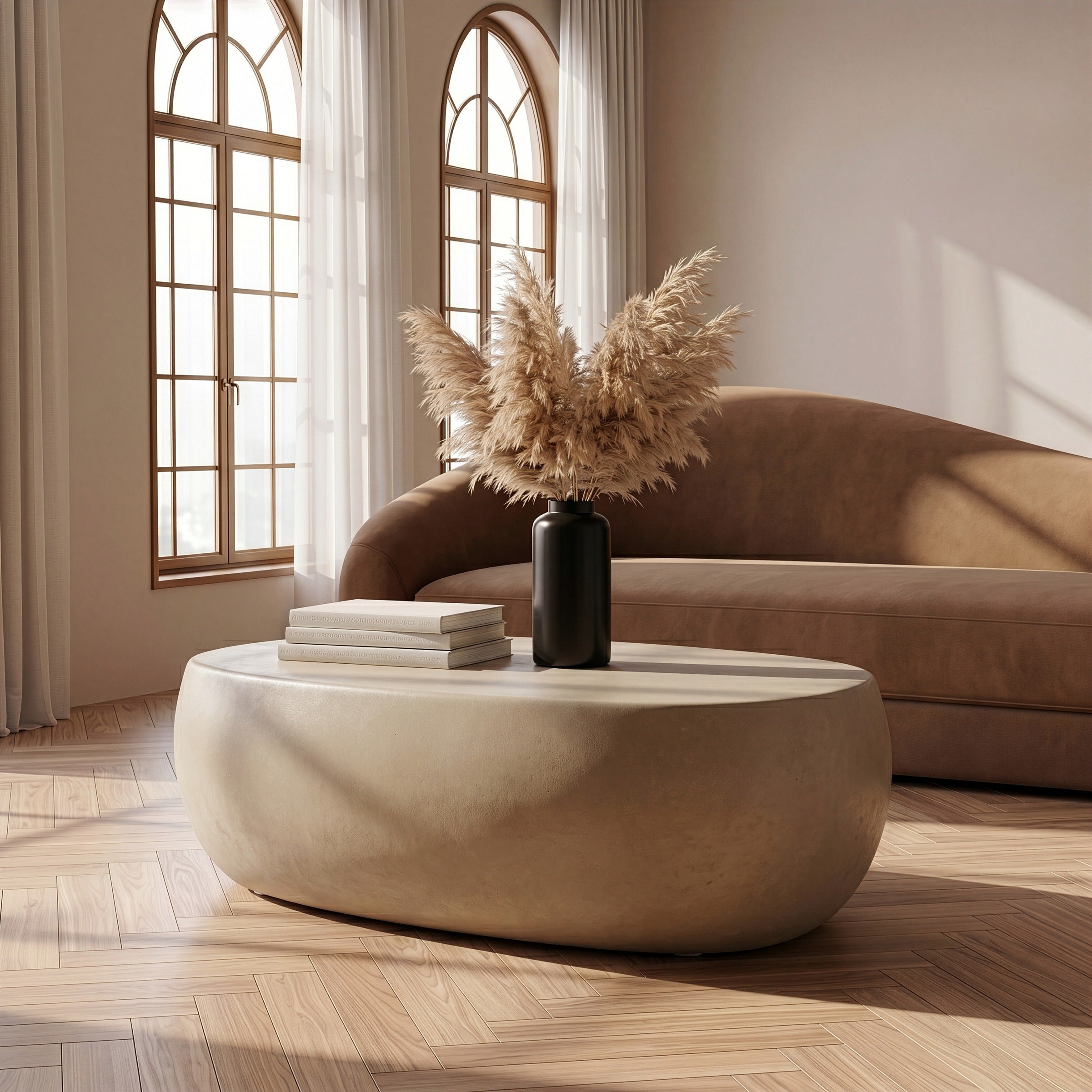 Denny Modern Fiberform Oval Coffee Table