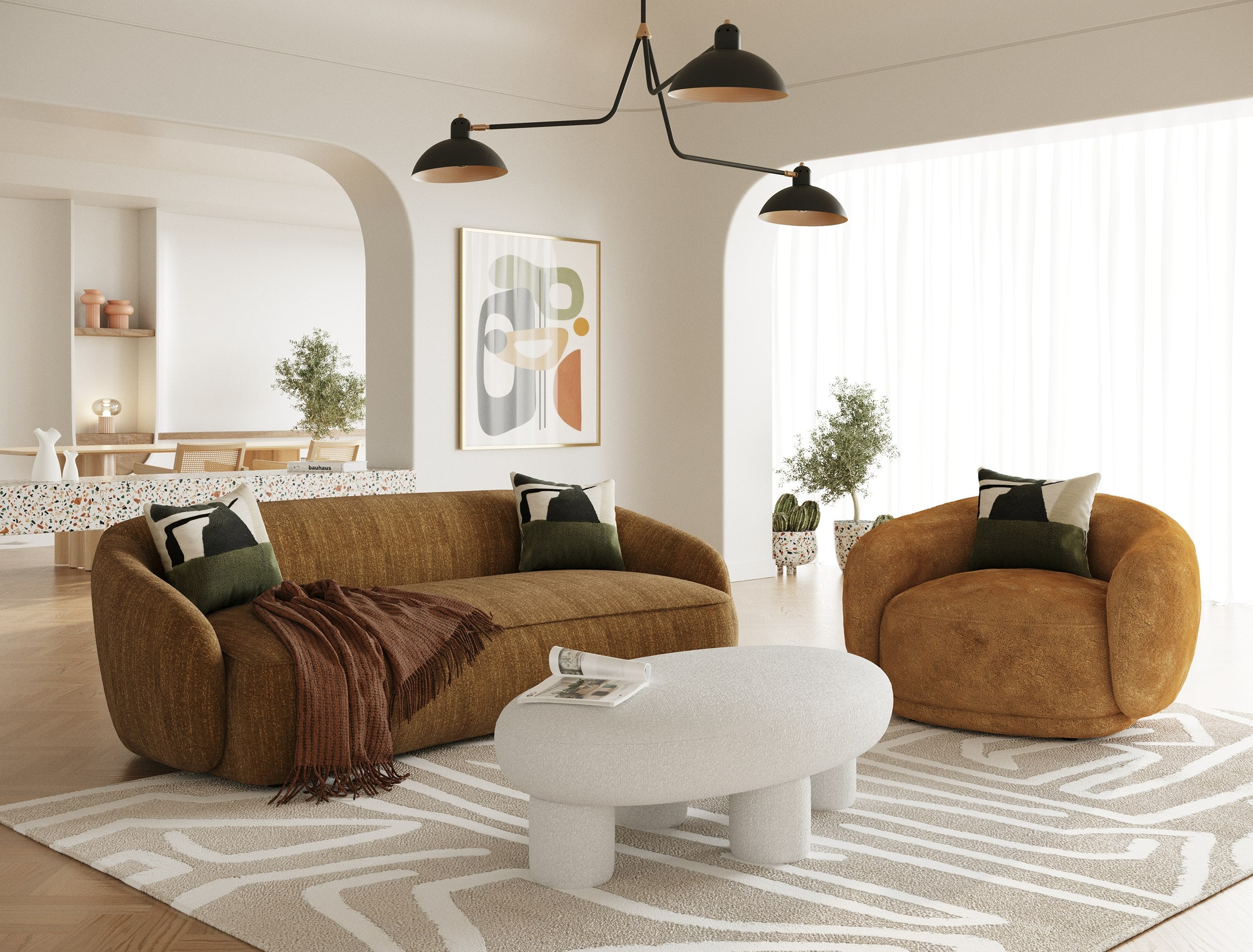 Norris Modern Mustard Fabric Sofa