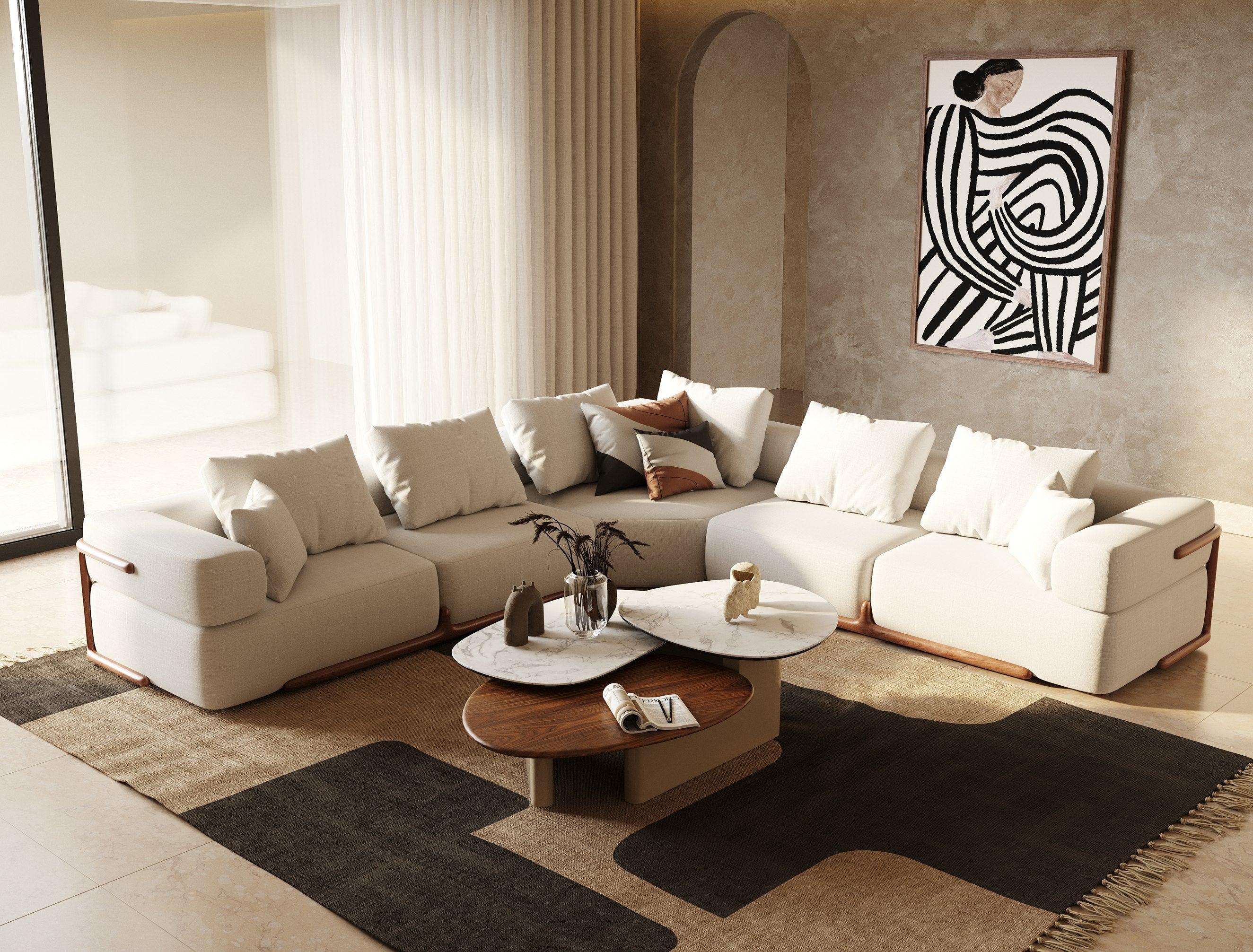 Simone Modern Fabric Sectional Sofa
