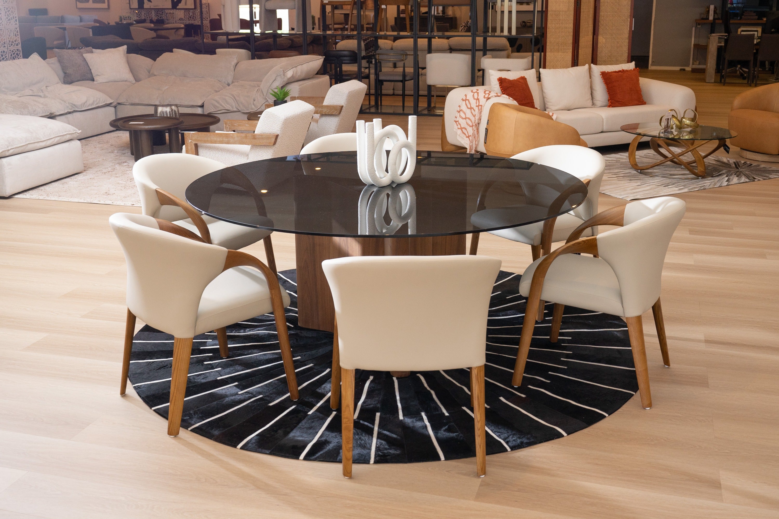 Kaye Modern Glass 71" Round Dining Table