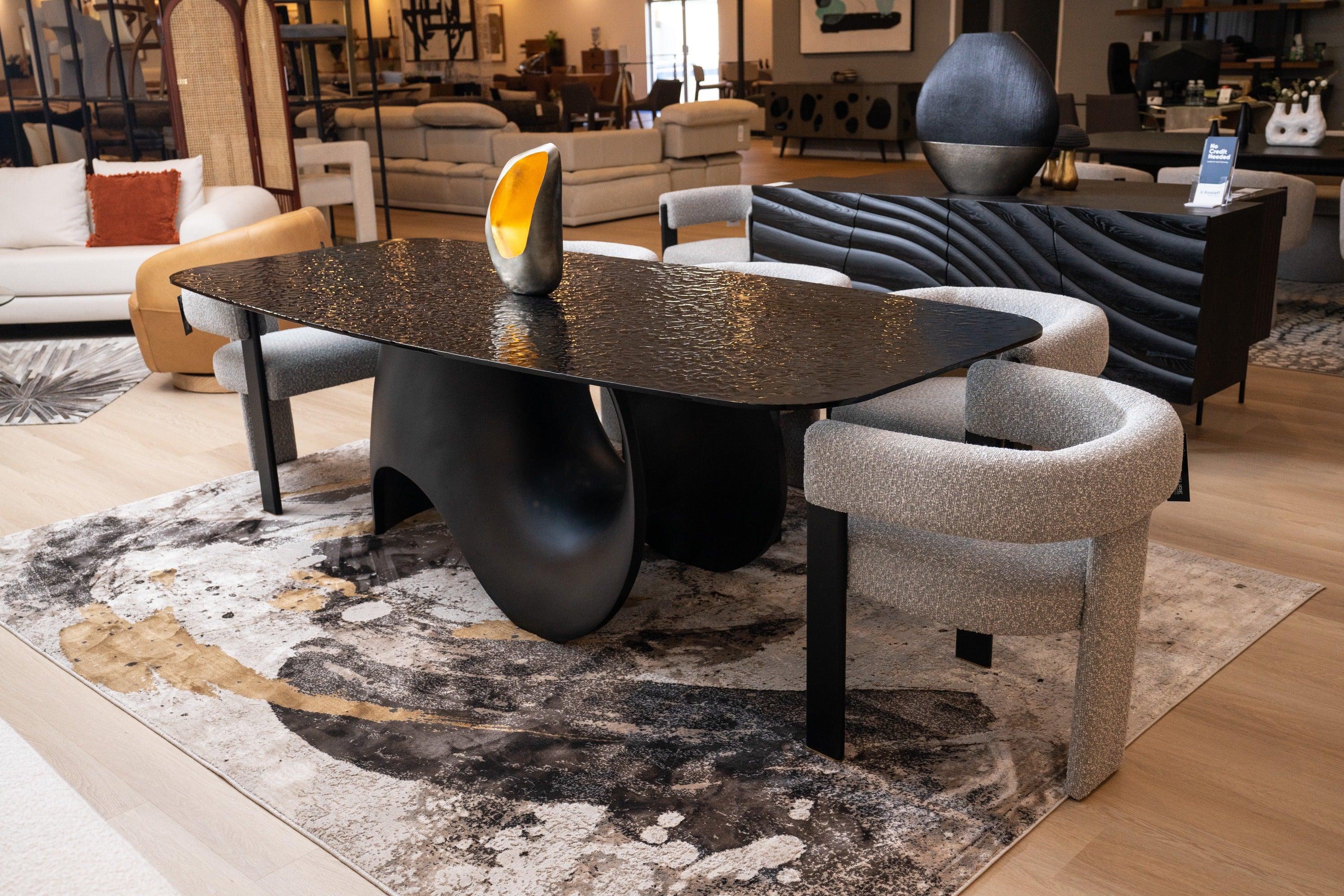 Neptune Modern Wave Glass Dining Table