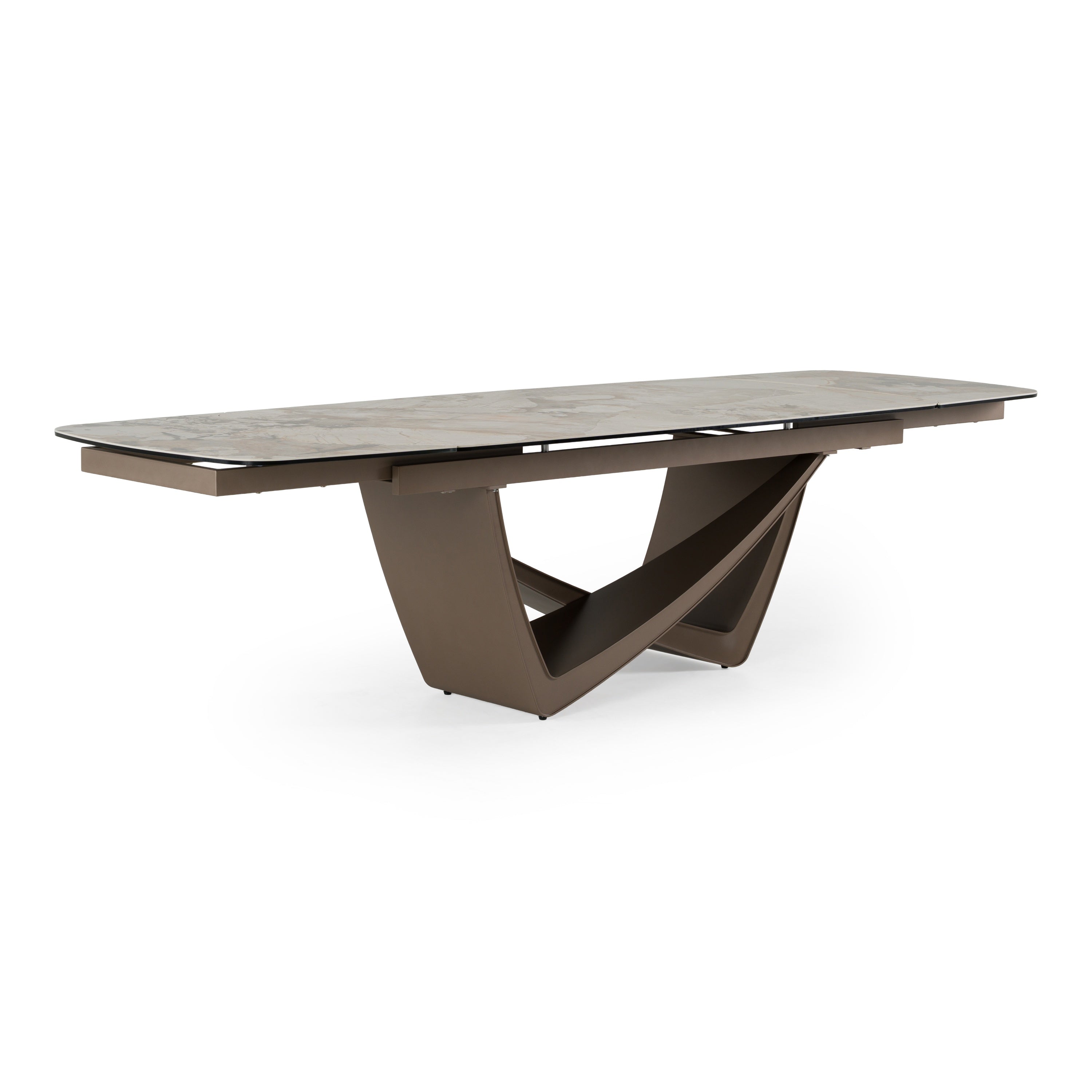 Dunster Contemporary Ceramic and Metallic Extendable Dining Table