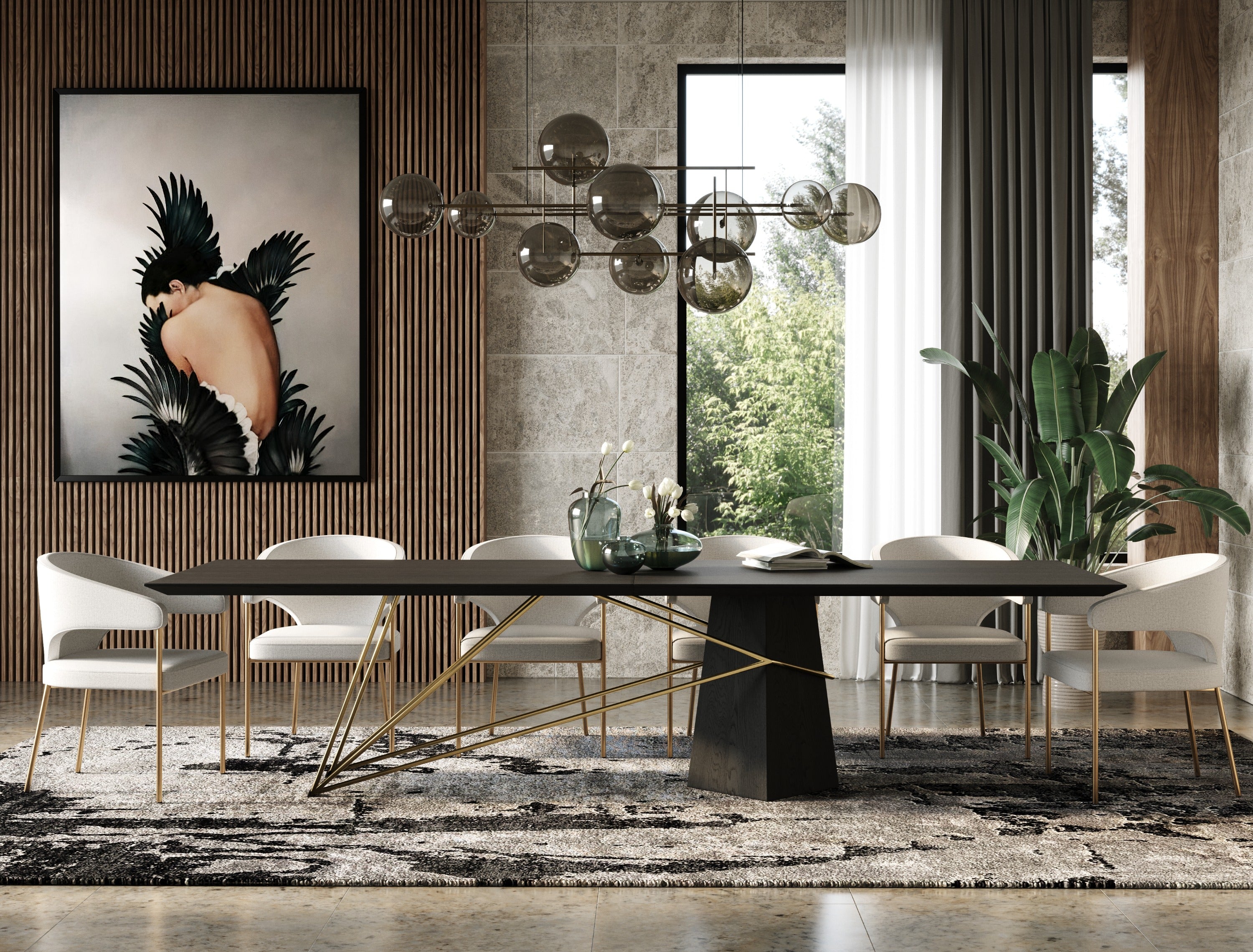 Elkhorn Glam Ash and Stainless Steel 126" Dining Table