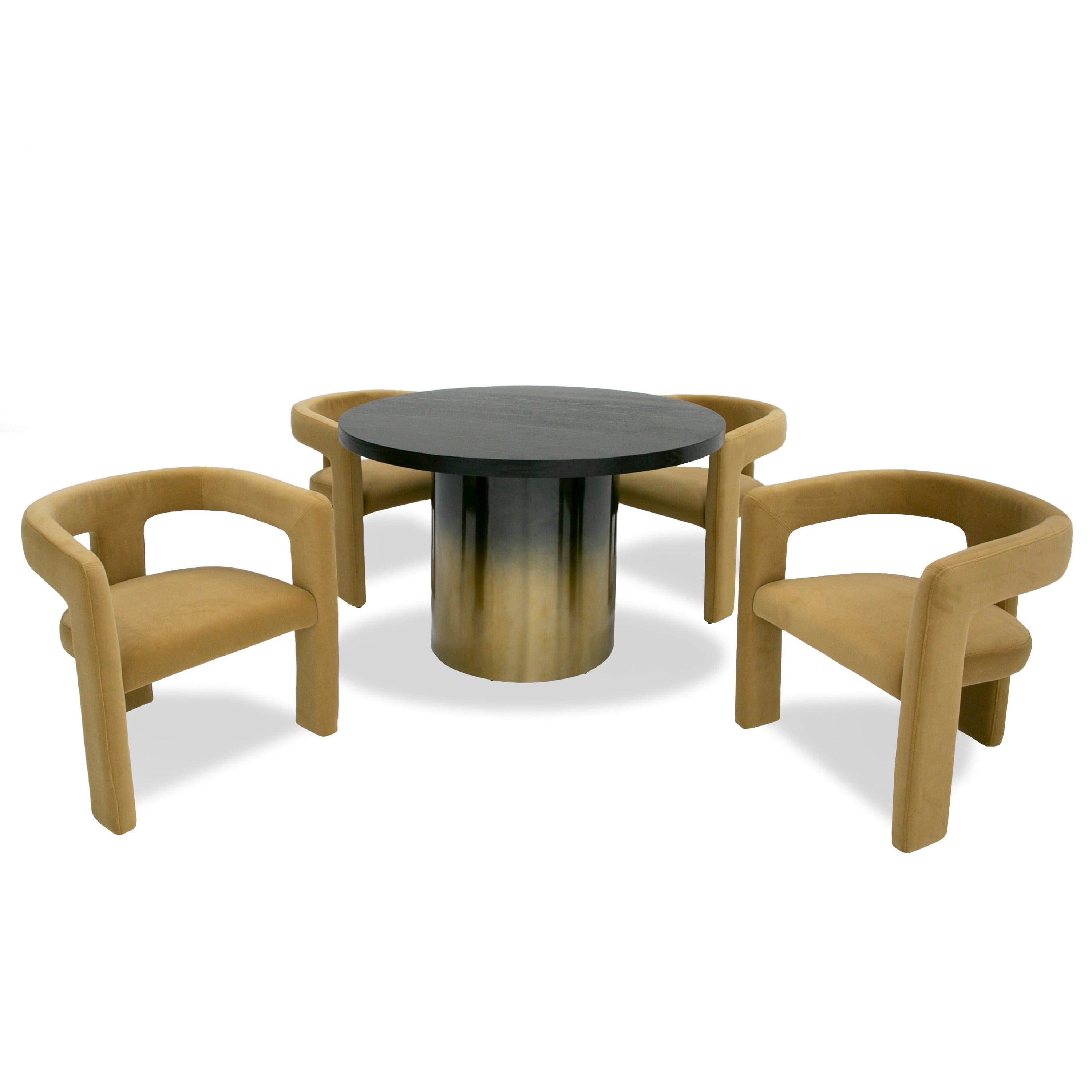 Elmira Glam Ash and Gradient Stainless Steel Round Dining Table
