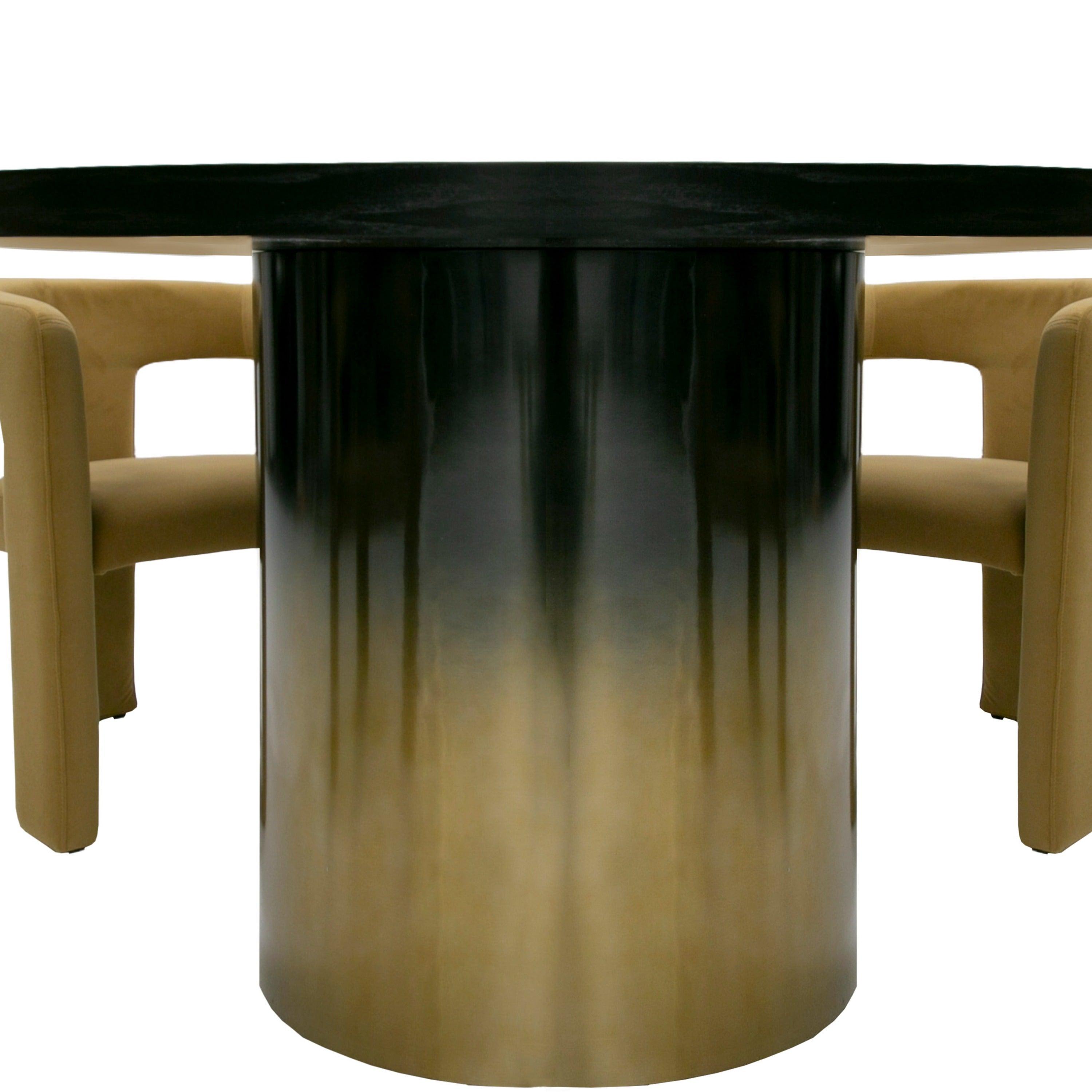 Elmira Glam Ash and Gradient Stainless Steel Round Dining Table