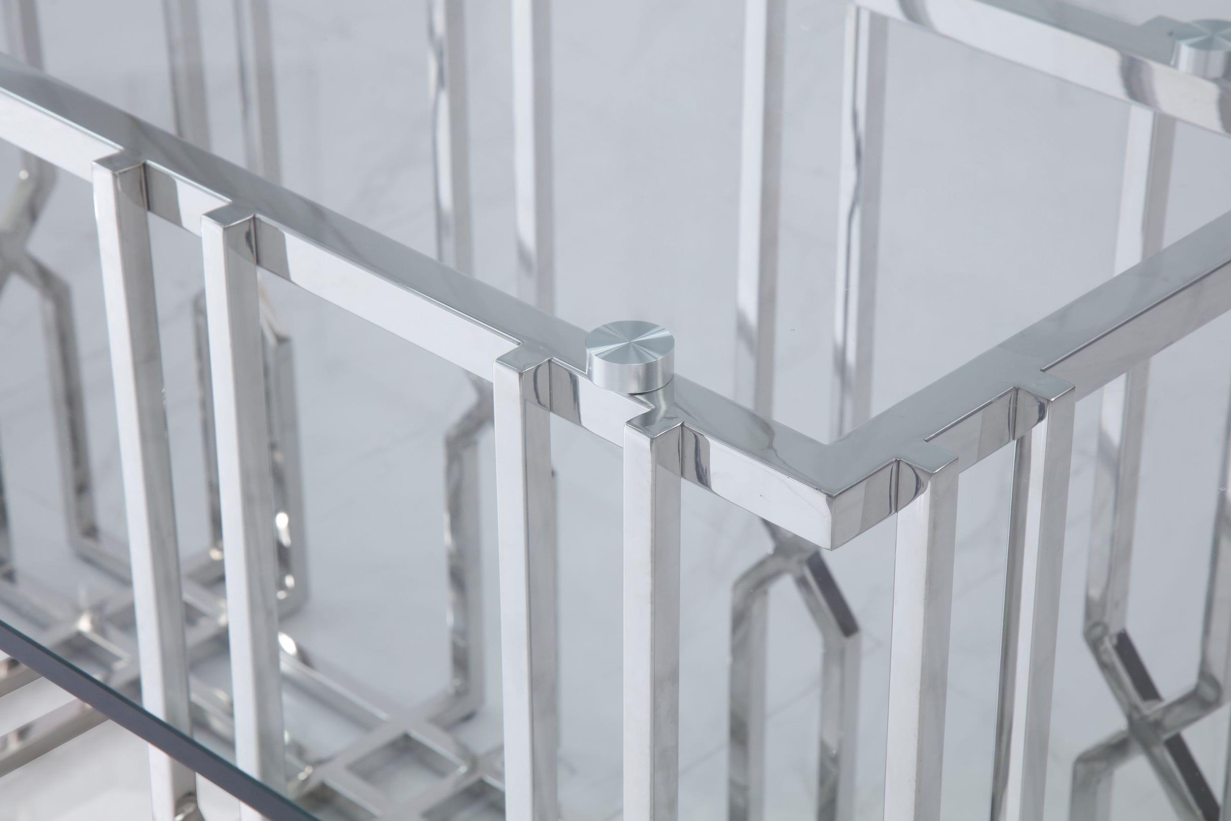 Ericson - Modern Glass and Stainless Steel Dining Table