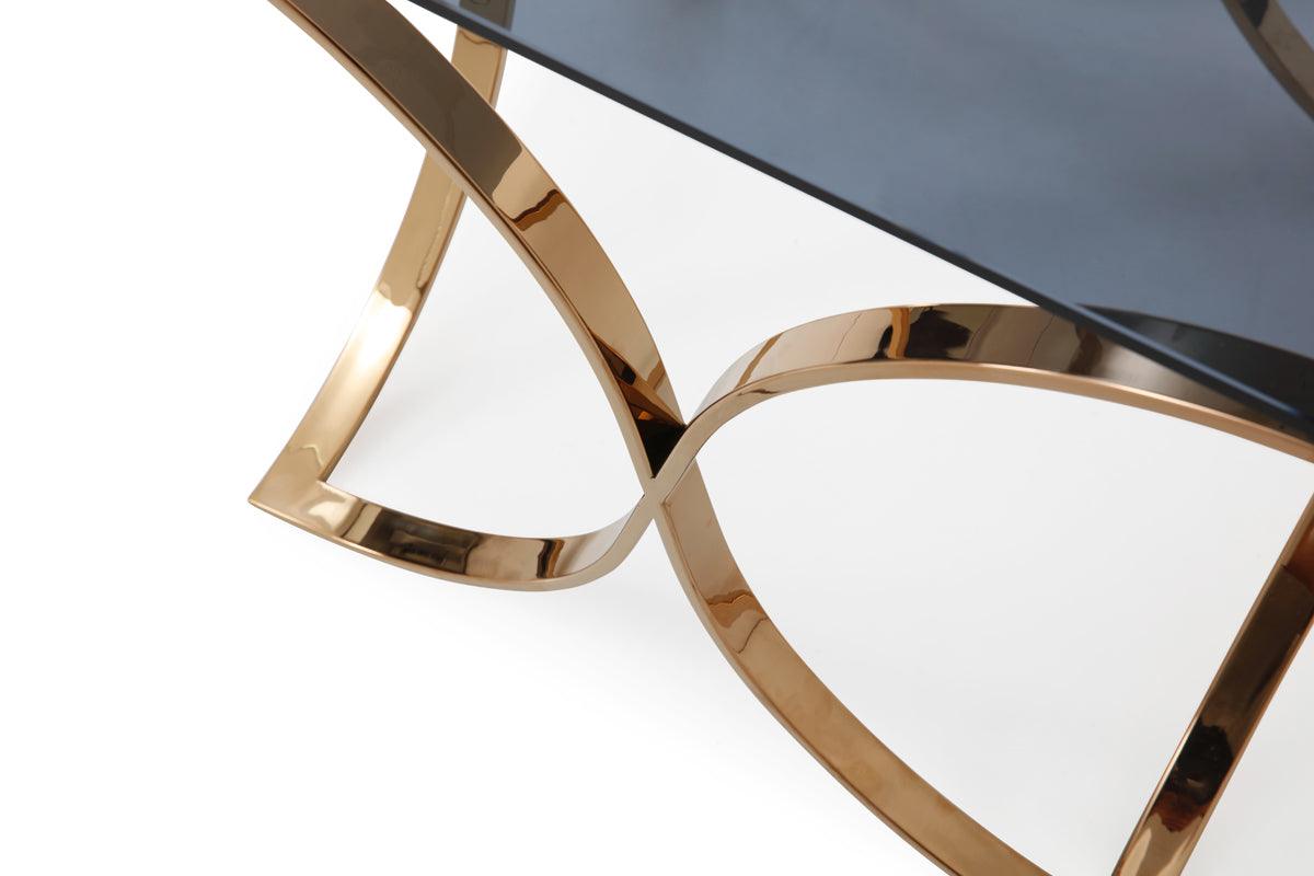 Reklaw Modern Glass and Rosegold End Table