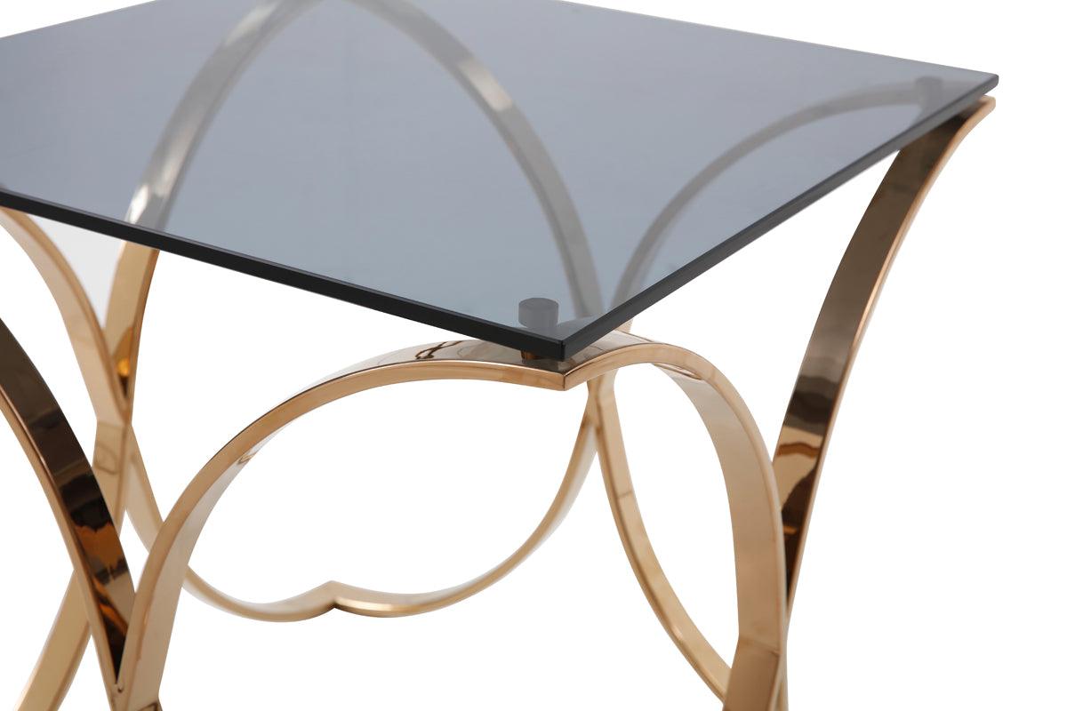 Reklaw Modern Glass and Rosegold End Table