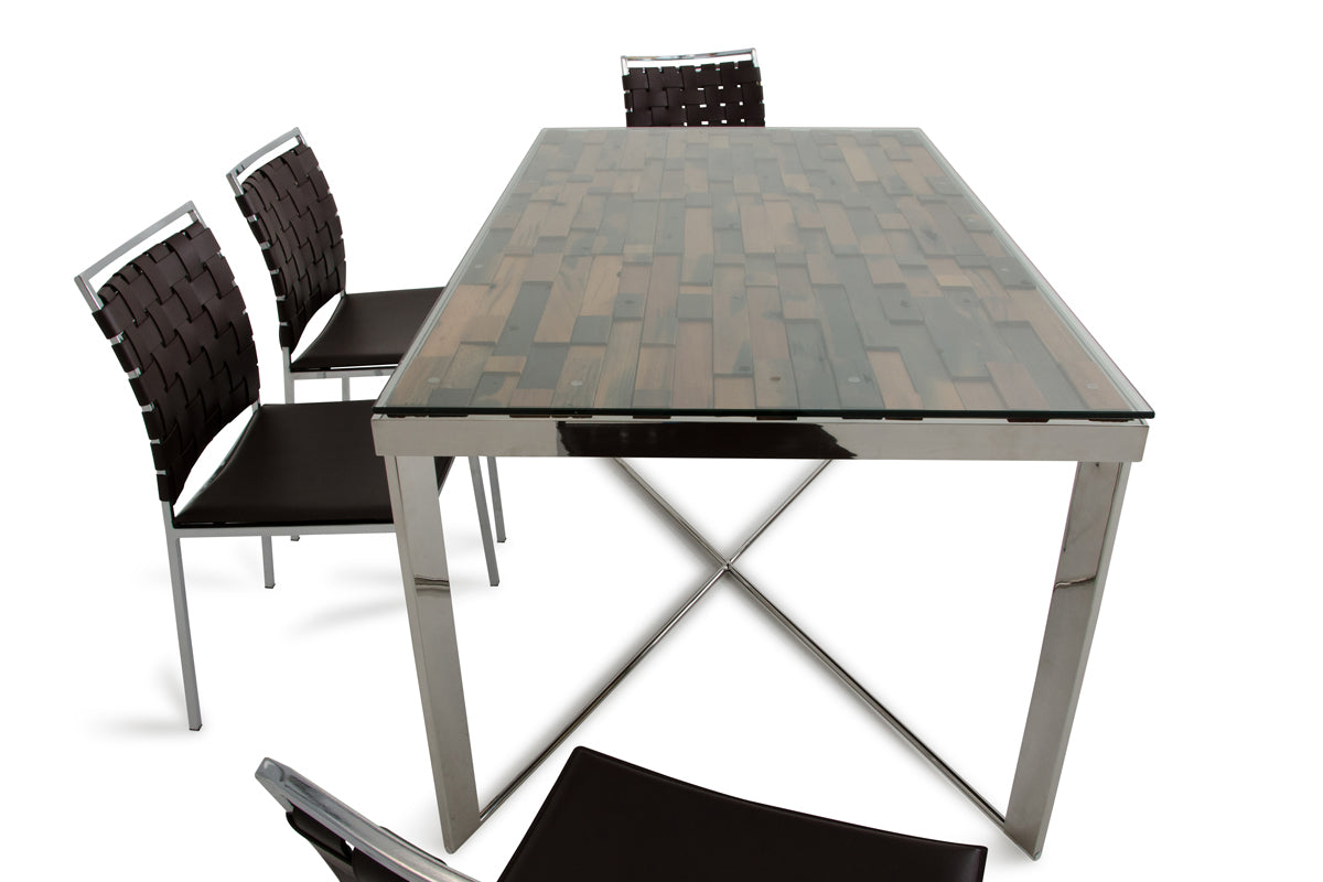 Santiago Modern Rectangular Wood Mosaic Dining Table