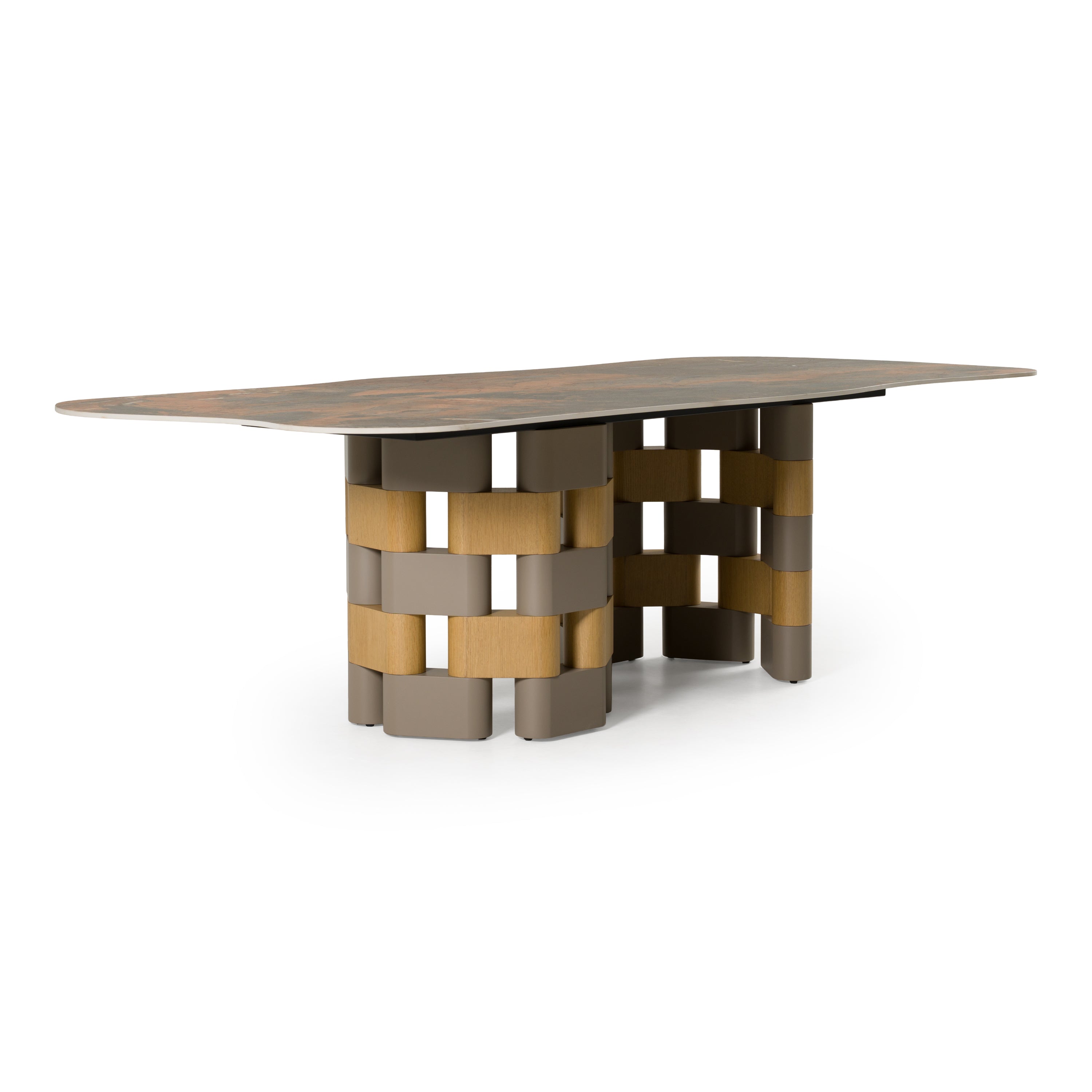 Falzone Modern Ceramic and Wood Dining Table