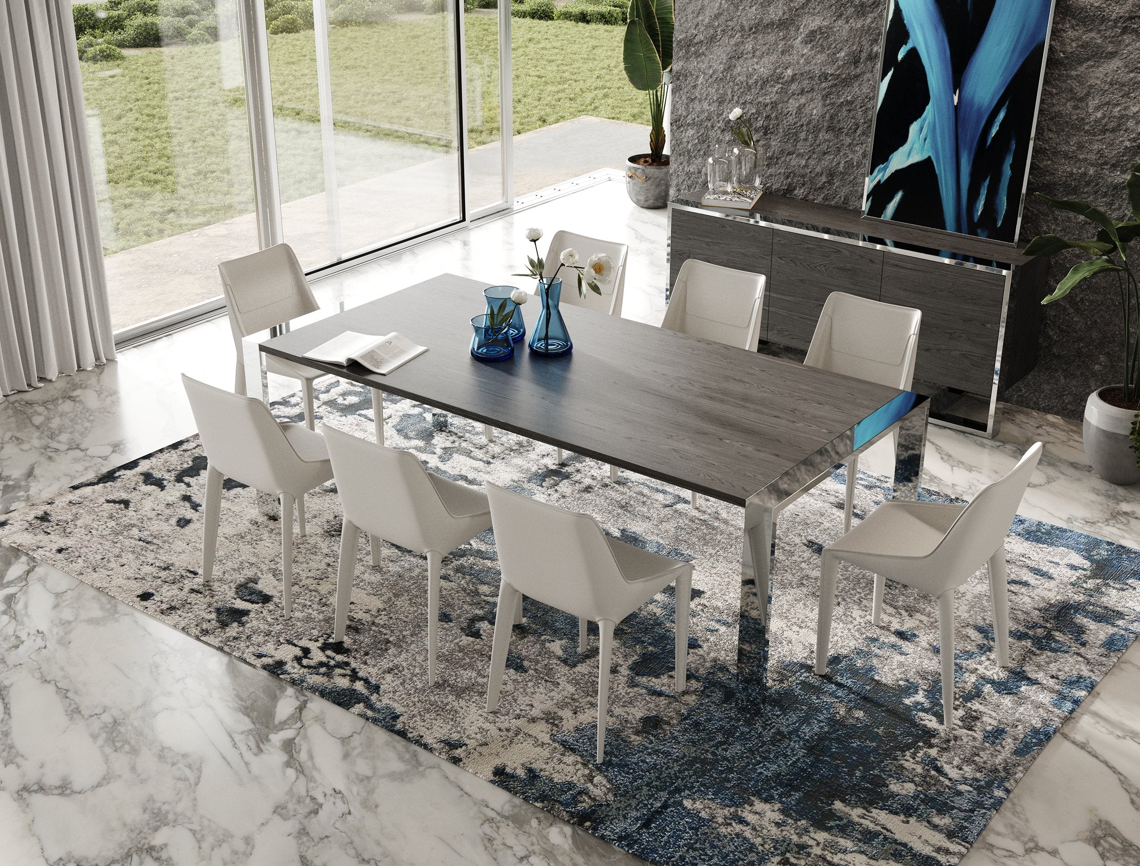 Fauna Modern Elm & Stainless Steel Dining Table