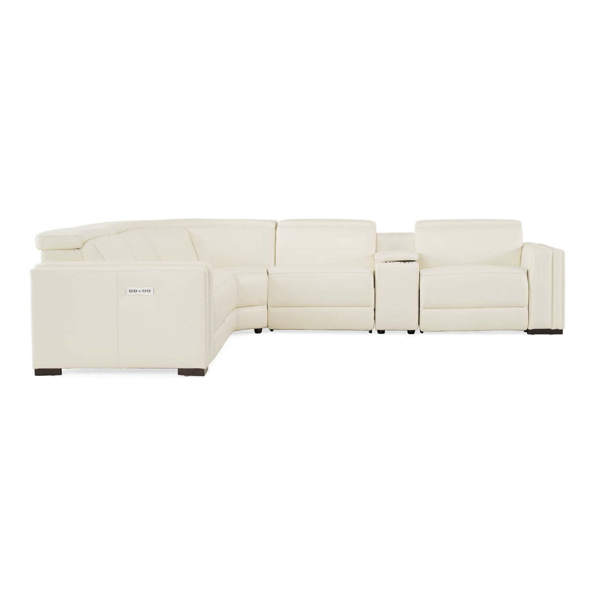 Frazier - Modern Leather Sectional Sofa with 3 Recliners and Console
